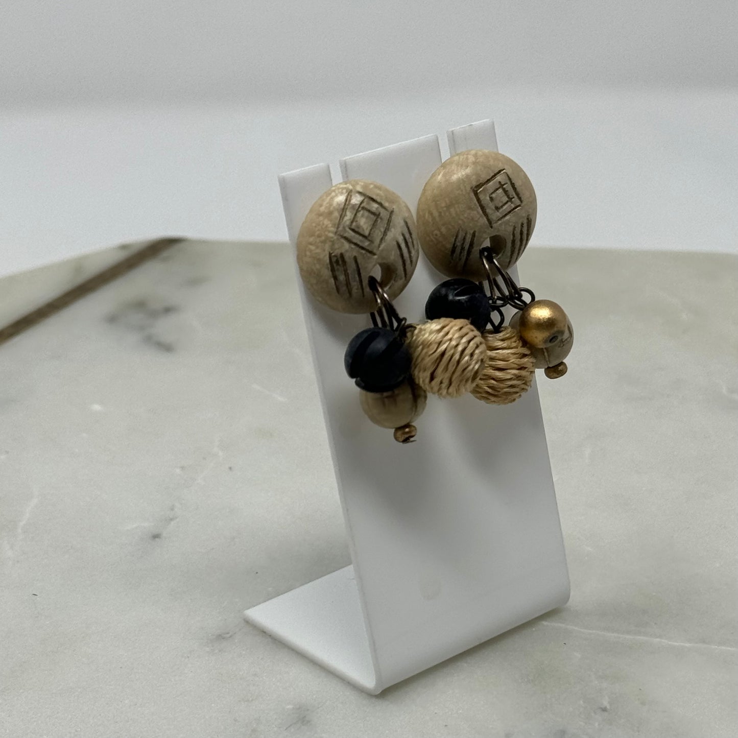 Boho Textured Neutral Dangle Post Earrings