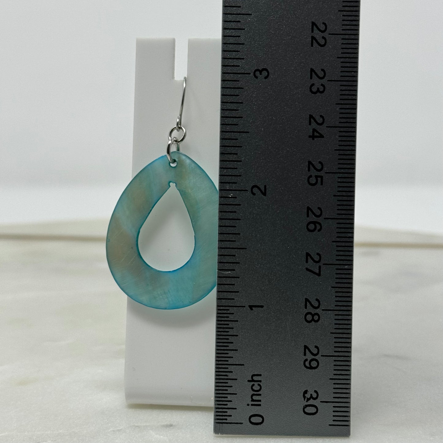 Blue Shell Teardrop Dangle Hook Earrings