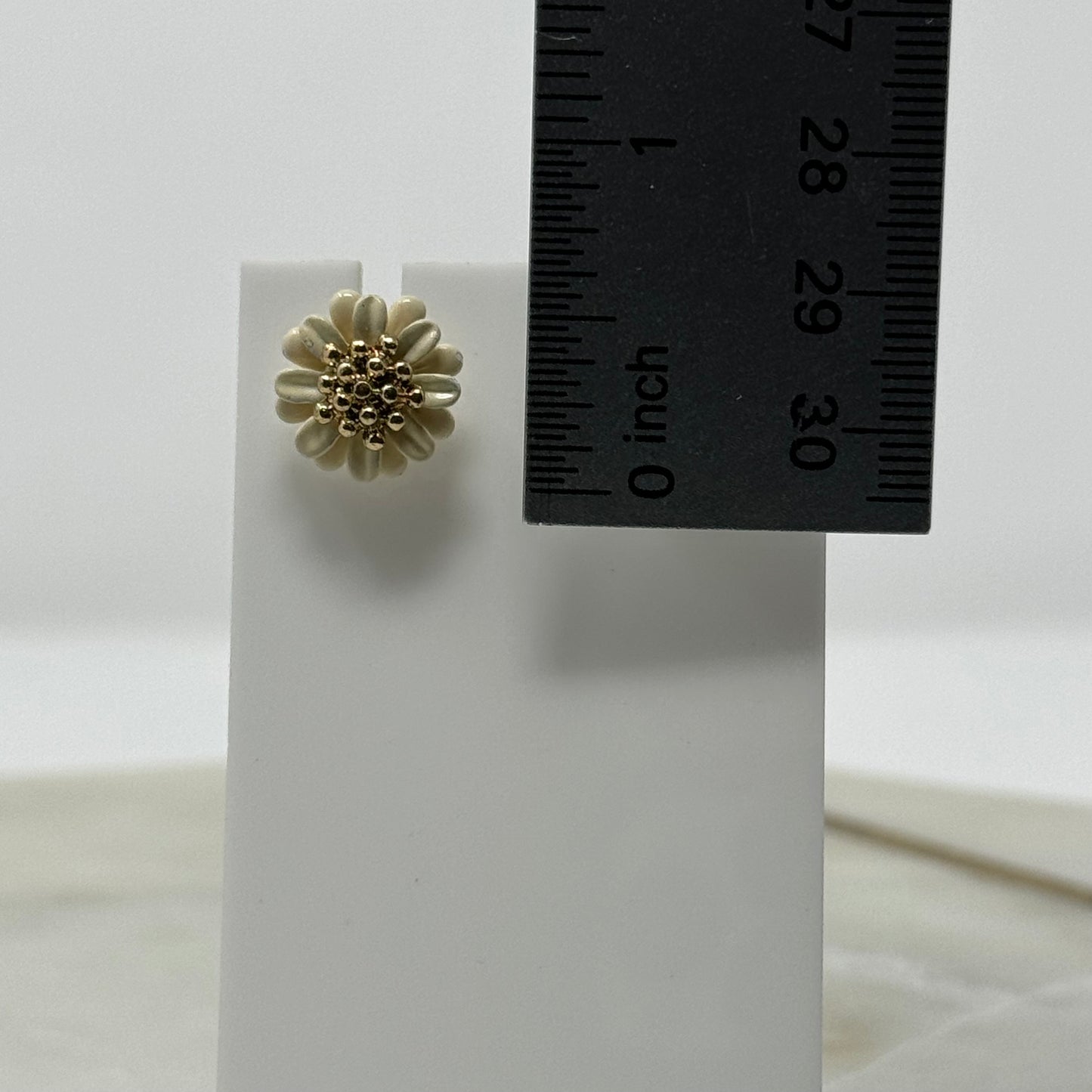 Daisy White & Gold Enamel Stud Earrings