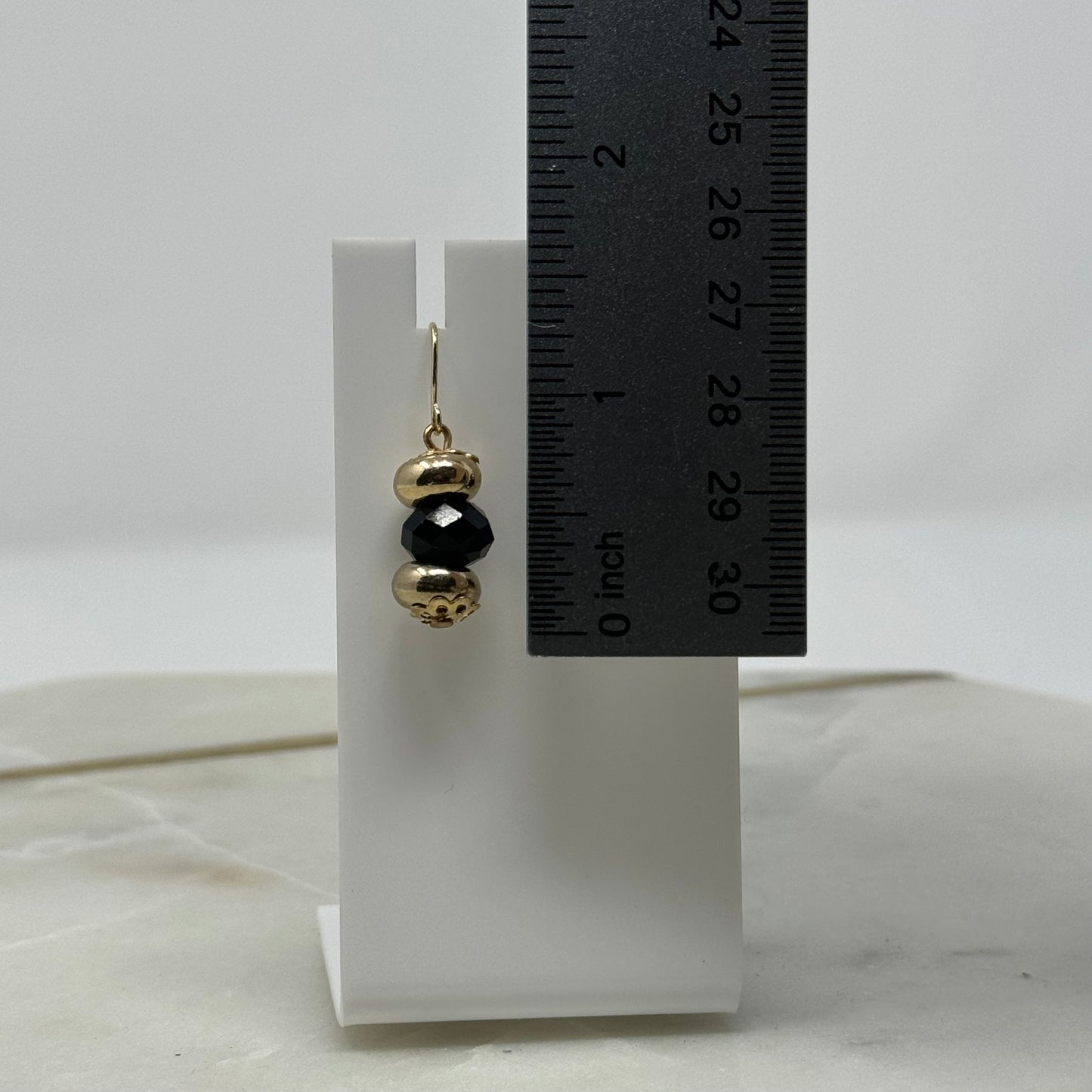 Beaded Black & Gold Dangle Earrings