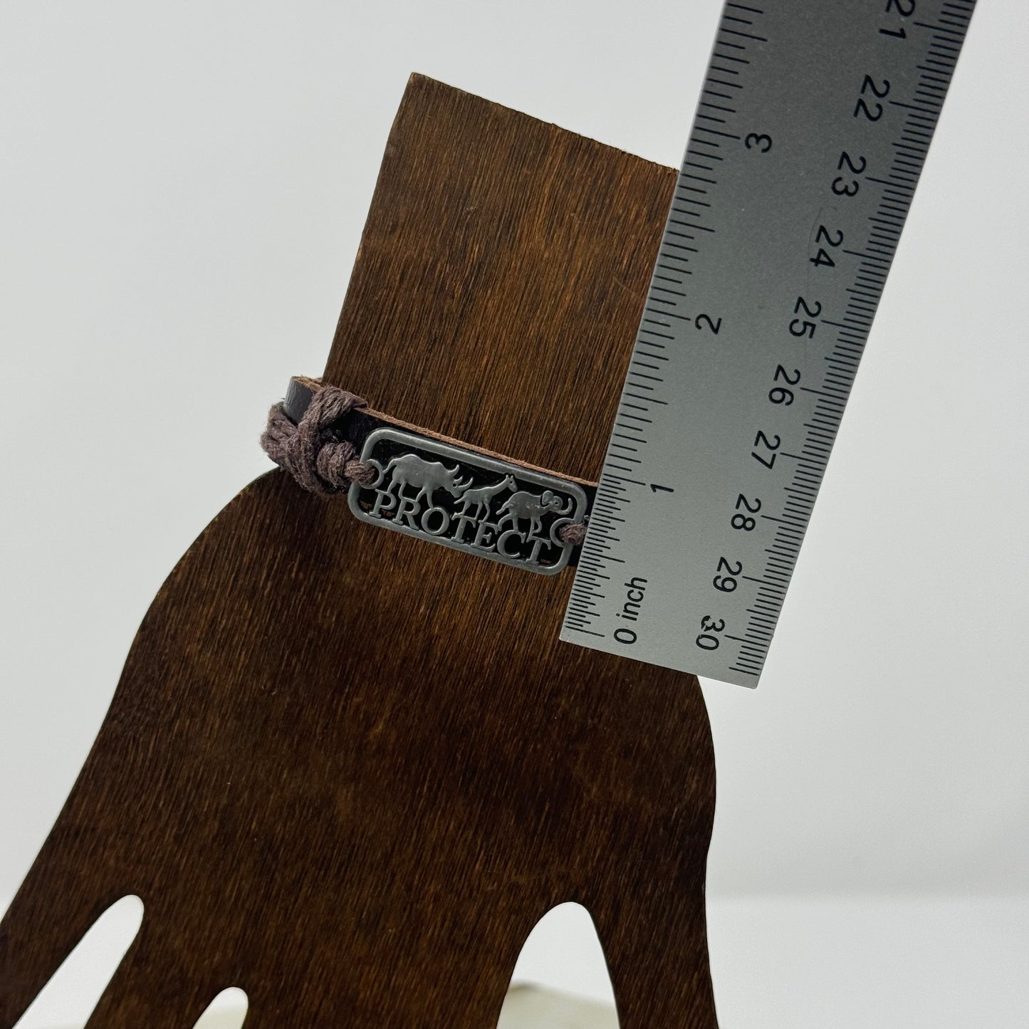 Bracelet Boho Brown Leather Bangle 7 Inch Protect African Safari Charm