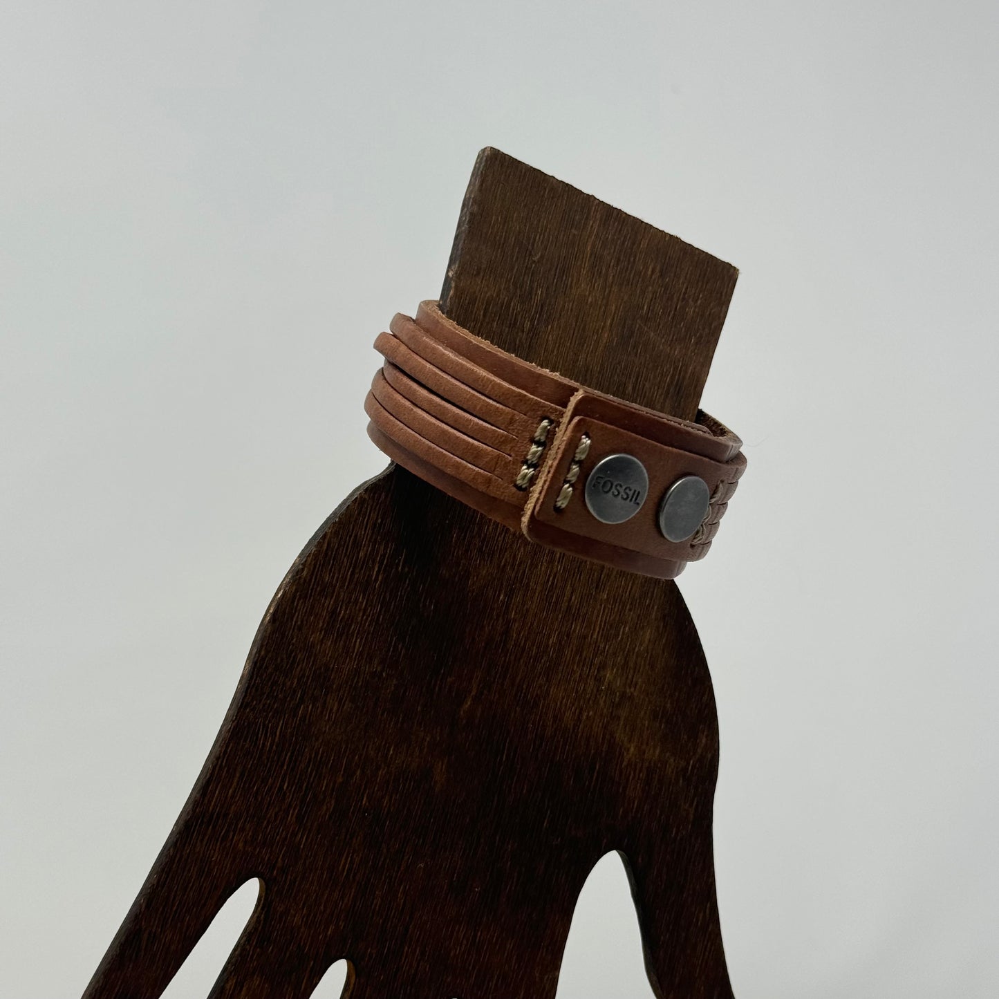 Fossil Bracelet Boho Southwest Leather Snap Cuff 7 in