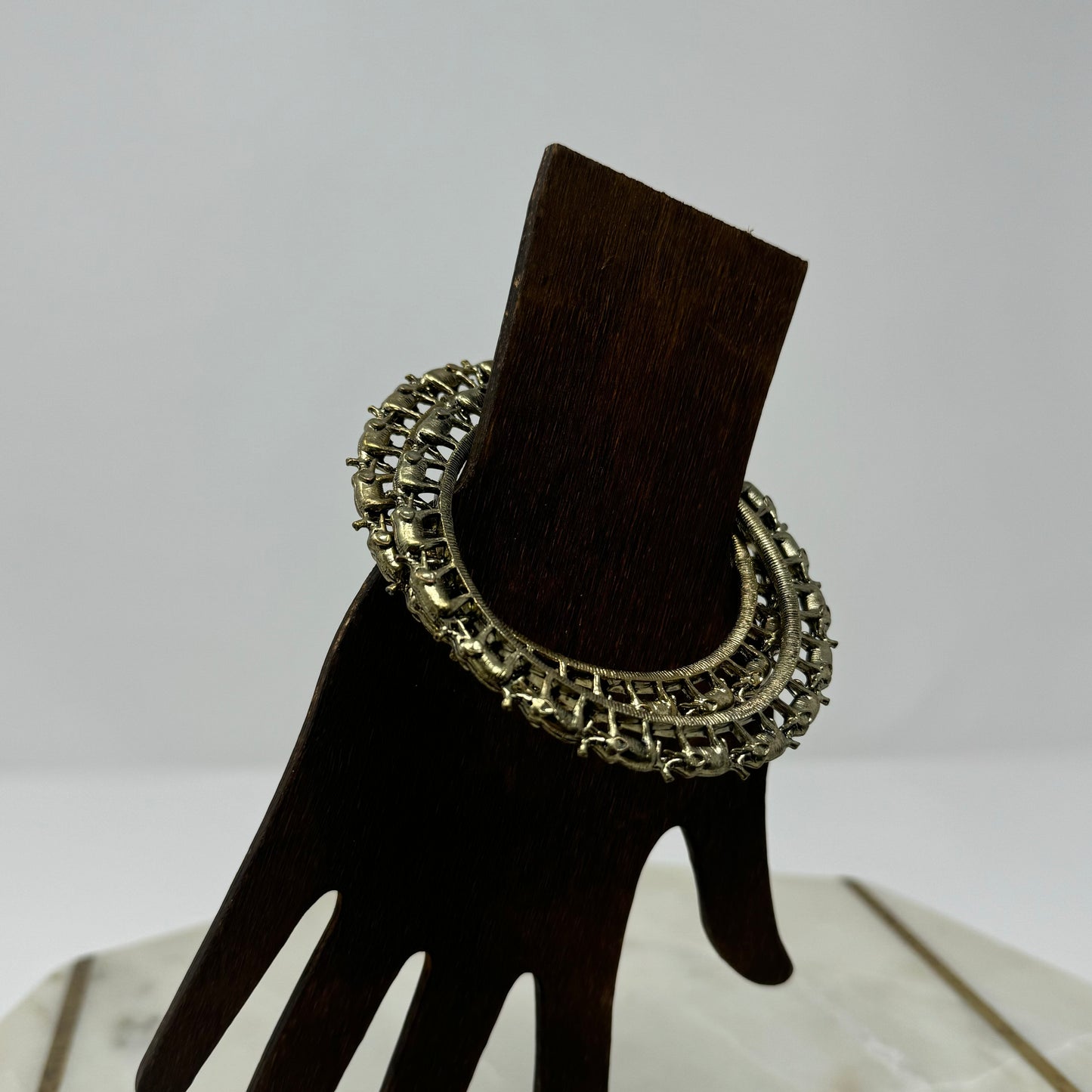 Intricate Brass Bangle Bracelet Set Boho Chic Statement Tribal Jewelry