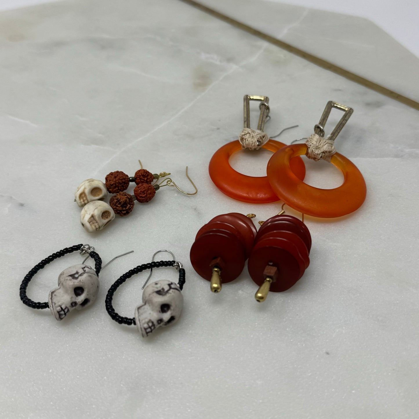 Halloween / Fall Earrings Handcrafted with reclaimed materials.