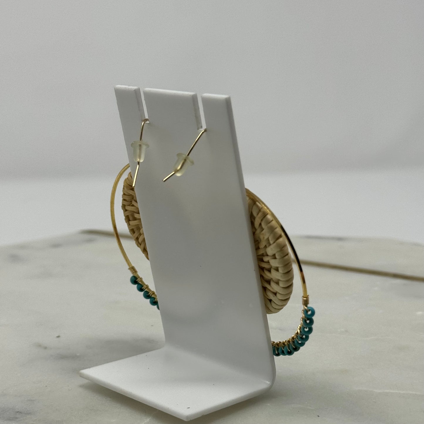 Beaded Boho Woven Dangle Statement Earrings