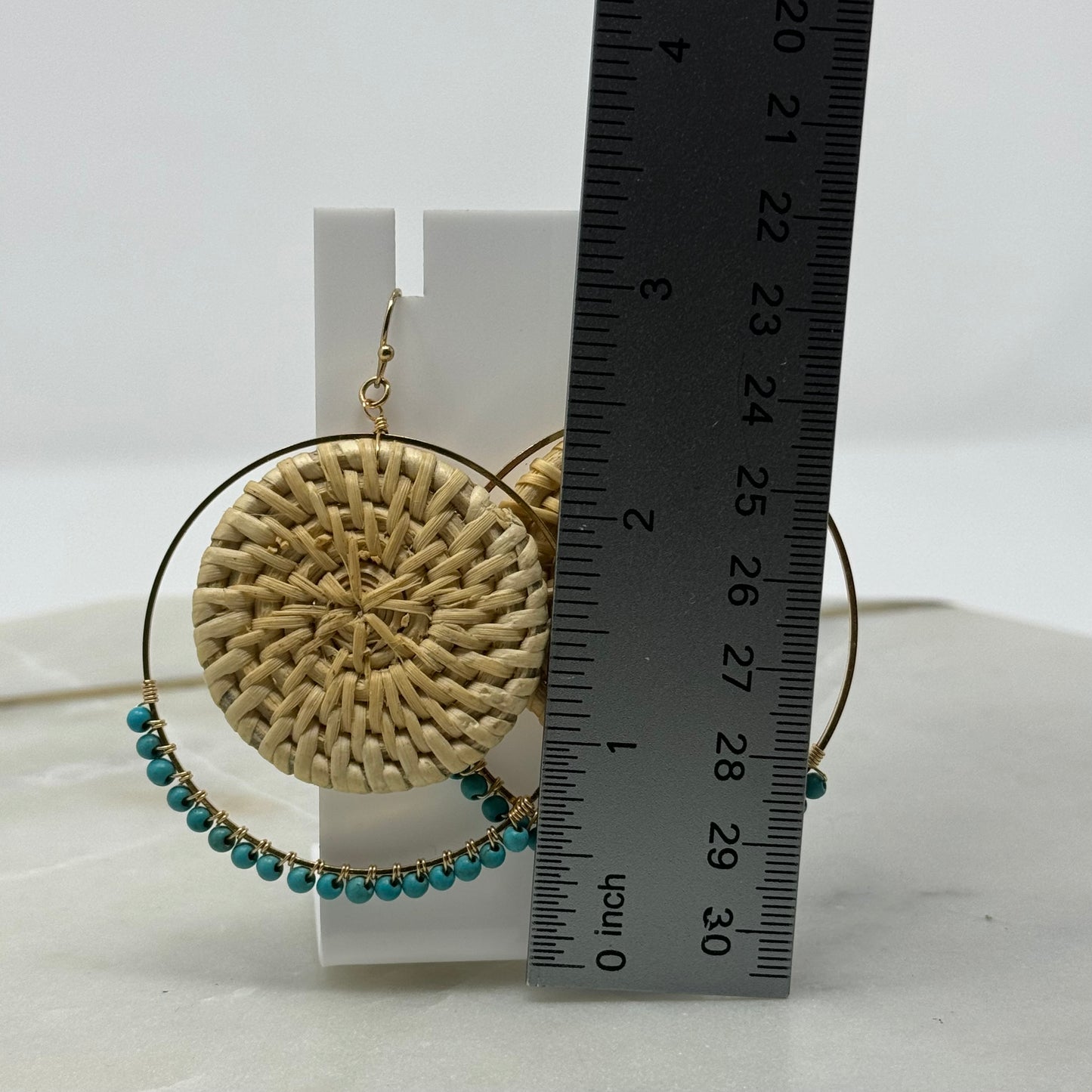 Beaded Boho Woven Dangle Statement Earrings