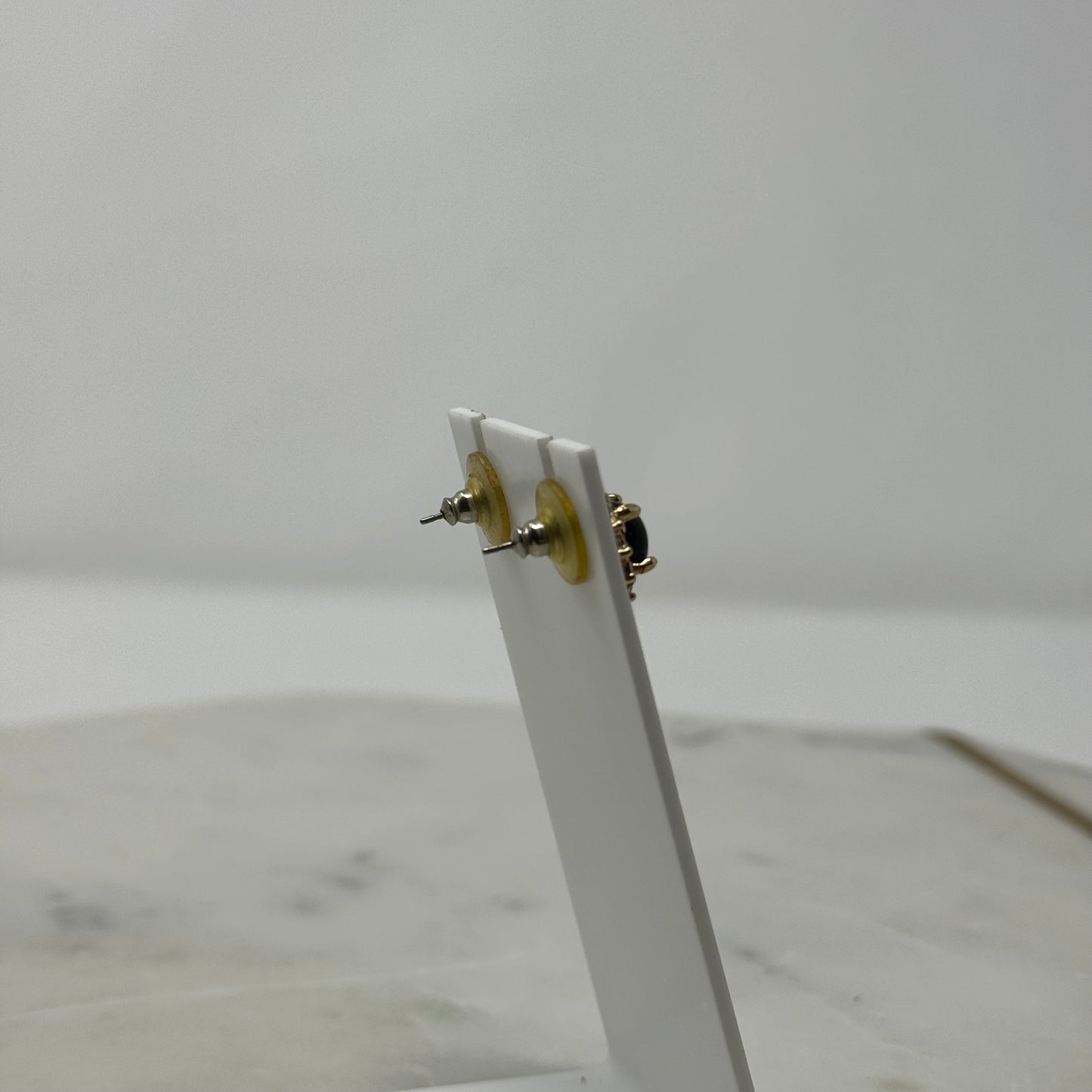 Black & Gold Real Gem Stud Earrings