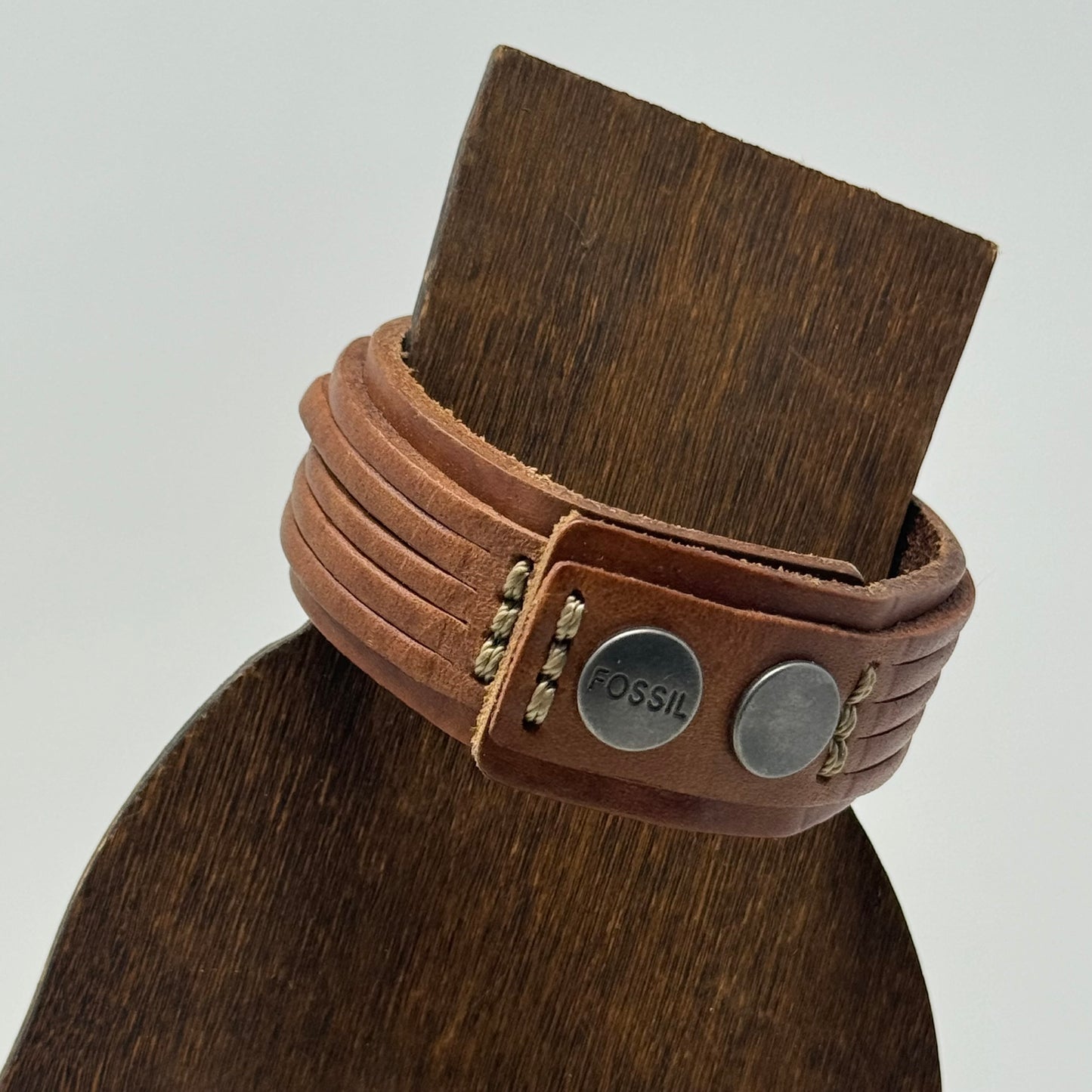 Fossil Bracelet Boho Southwest Leather Snap Cuff 7 in