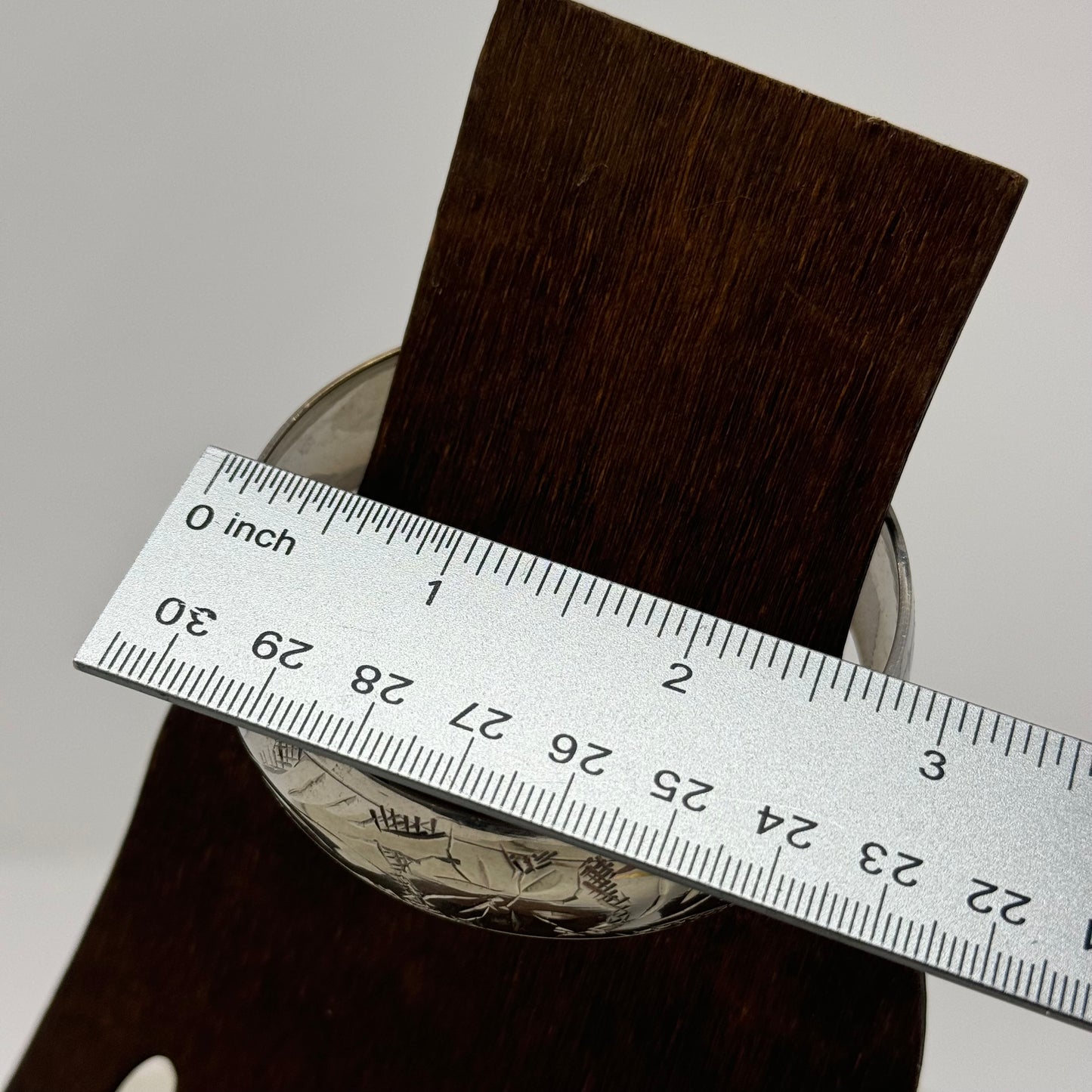Vintage Engraved Silver Bangle Bracelet, Handcrafted Artisan, Minimalist Design