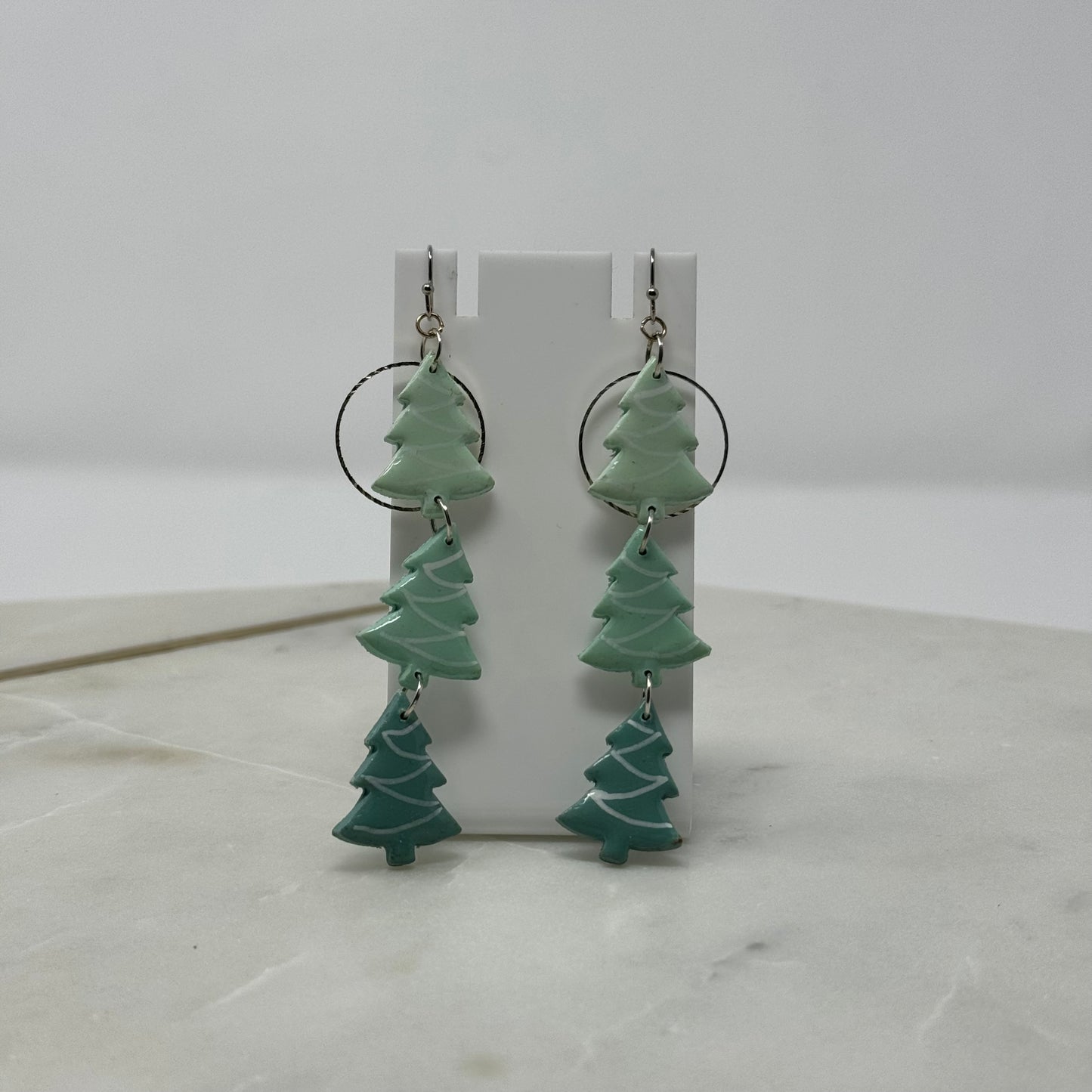 Polymer Clay Christmas Tree Dangle Hook Earrings