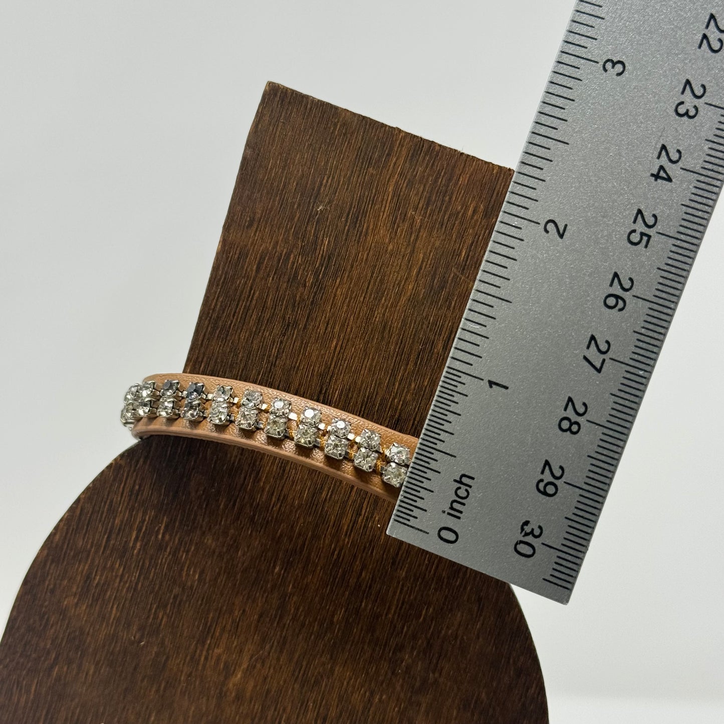 Bracelet Boho Southwest Brown Leather Rhinestone Bangle 7.75 Inch