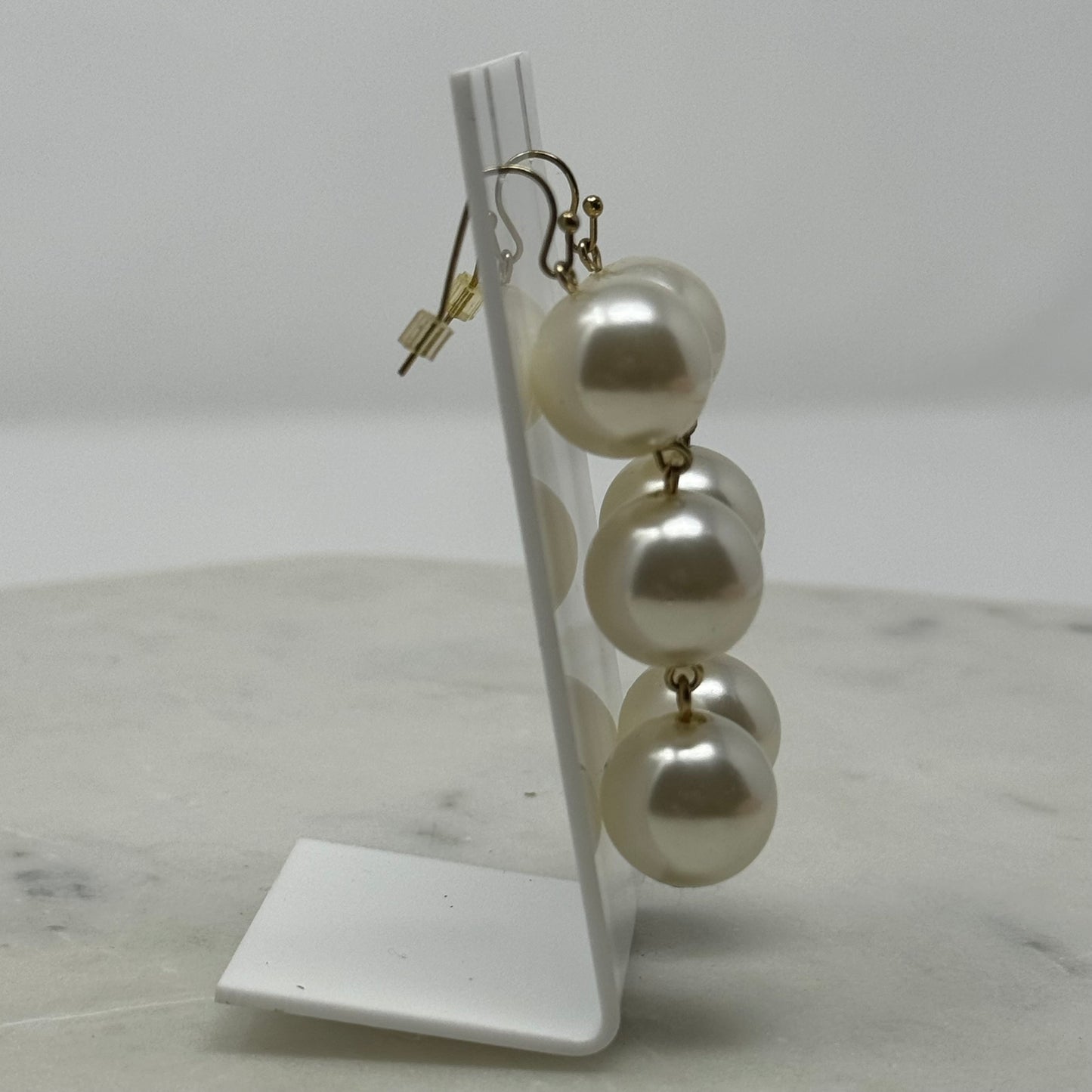 Bold Drop Pearl Dangle Statement Earrings