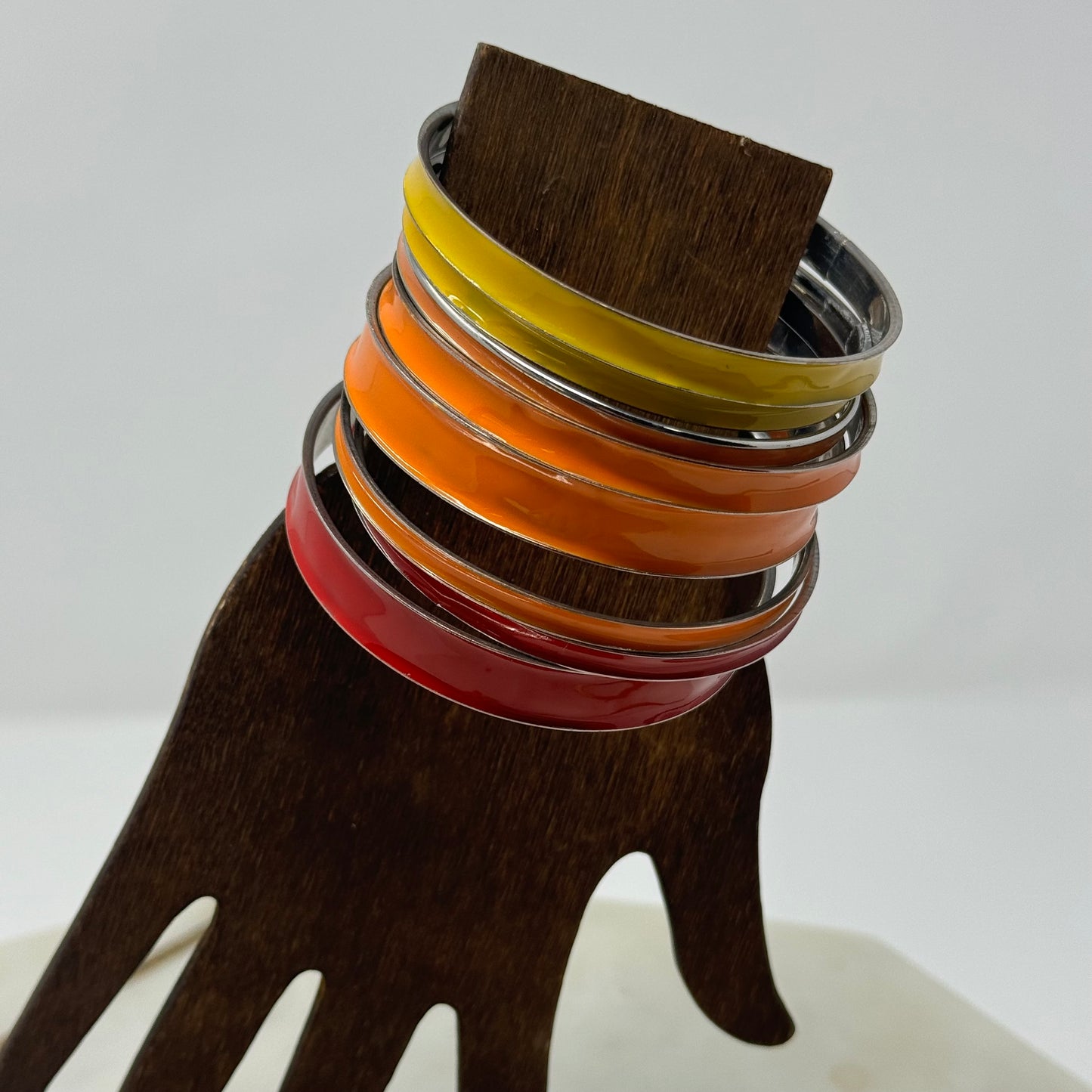 Vibrant Stackable Enamel Bangle Bracelets - Trendy Multicolor Fashion Jewelry Set