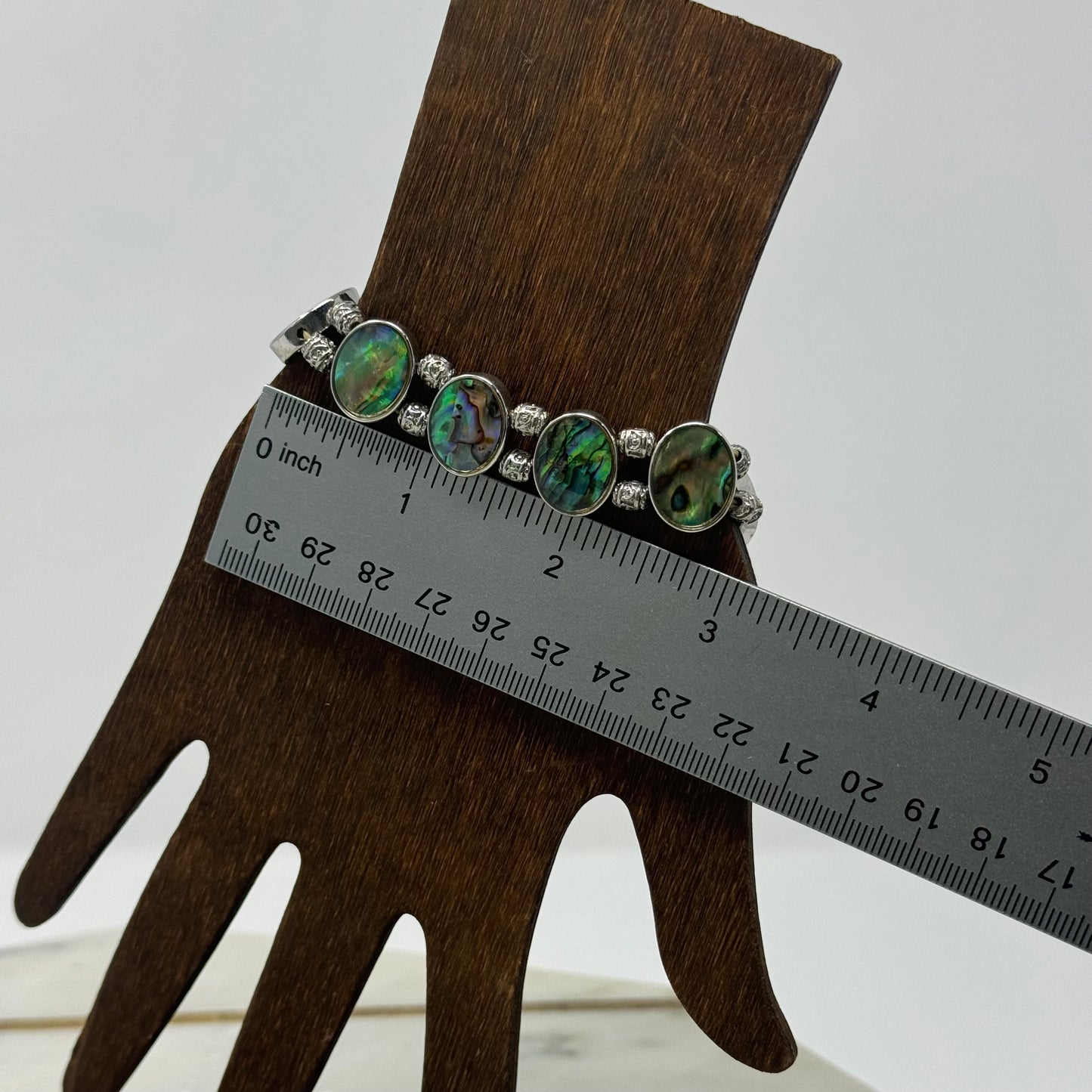 Bracelet Beachy Freshwater Pearl Beaded Metallic Mother Of Pearl Green 7 in