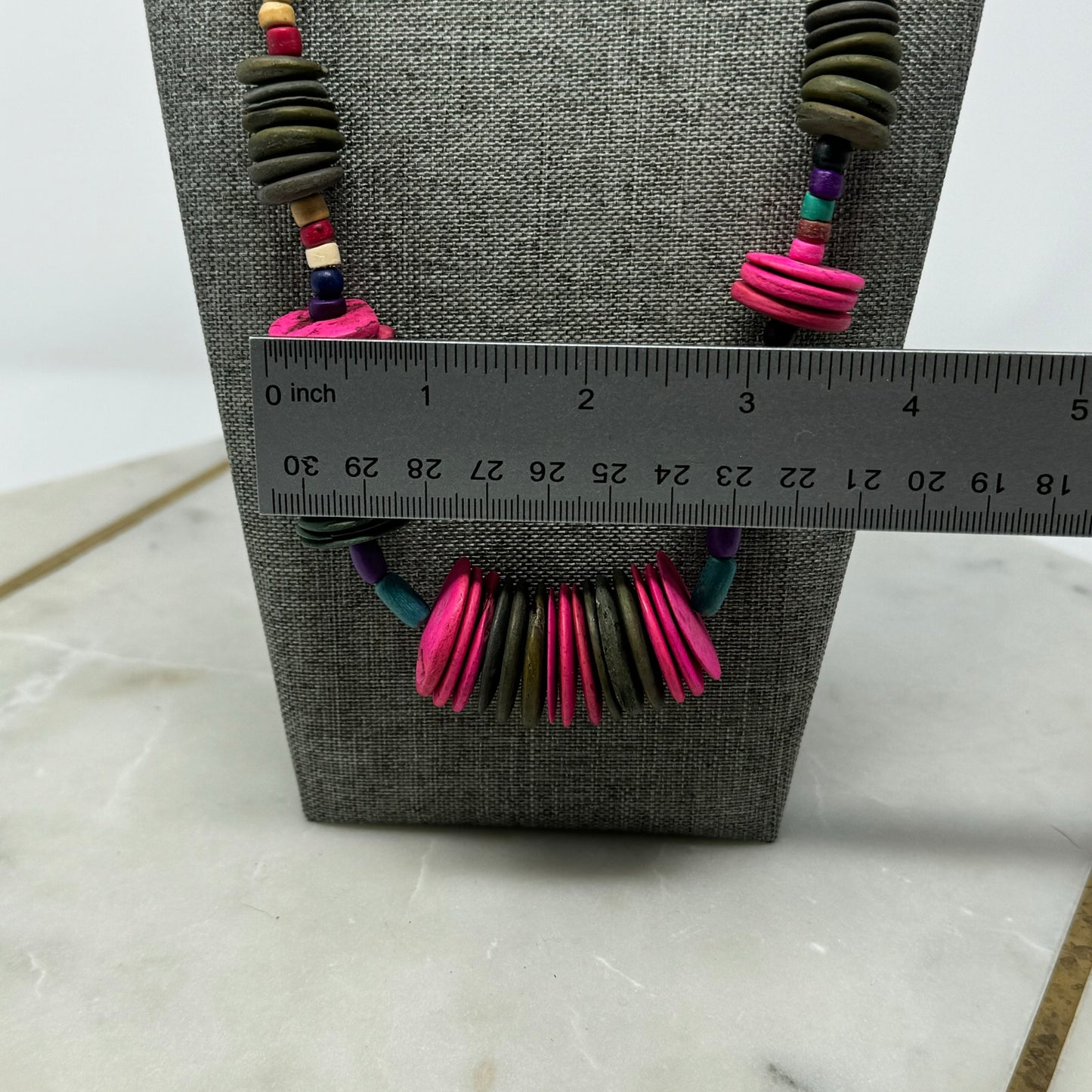 Vibrant Boho Statement Necklace Wood Bead Handmade Colorful Statement Jewelry