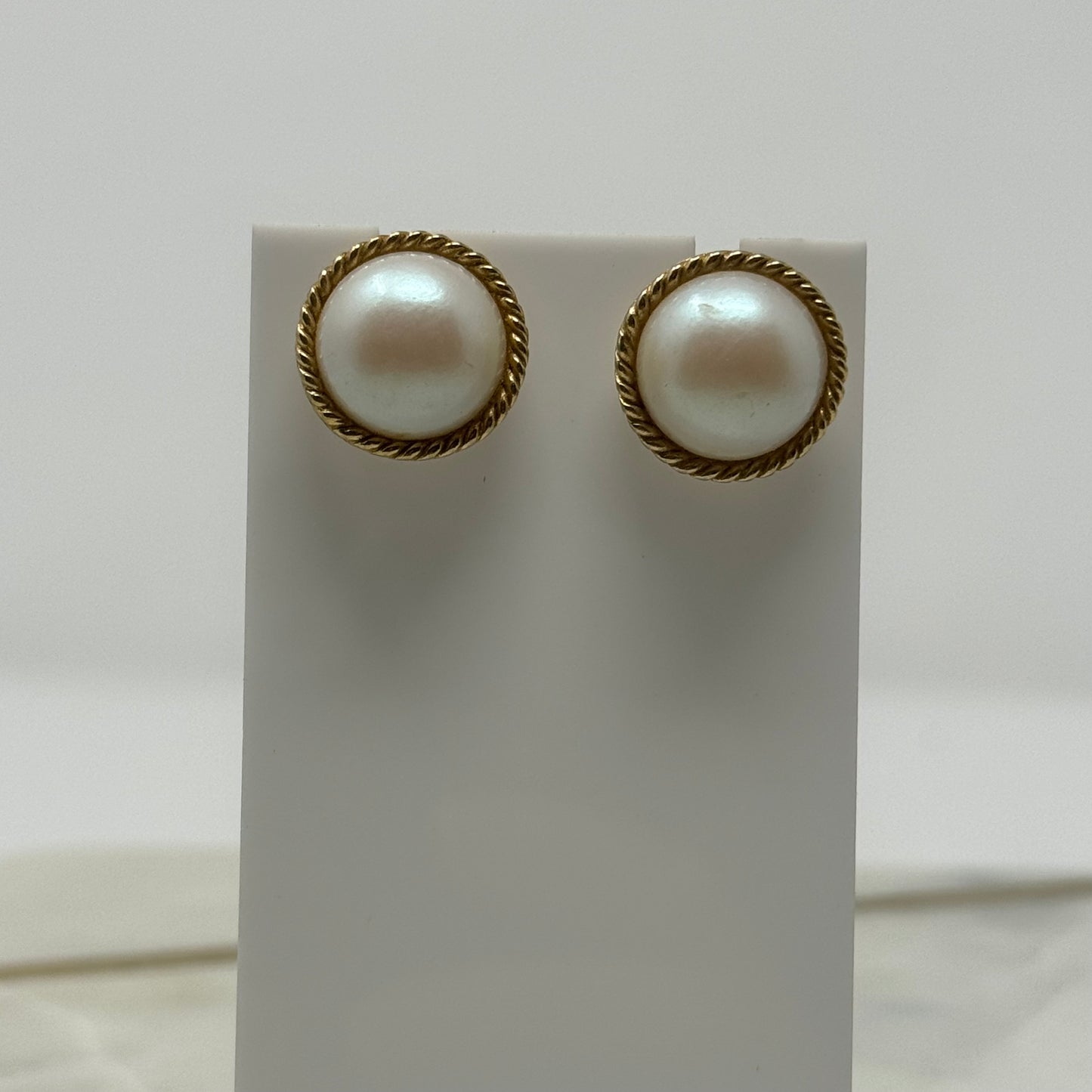 Vintage Pearl & Intricate Gold Border Statement Earrings