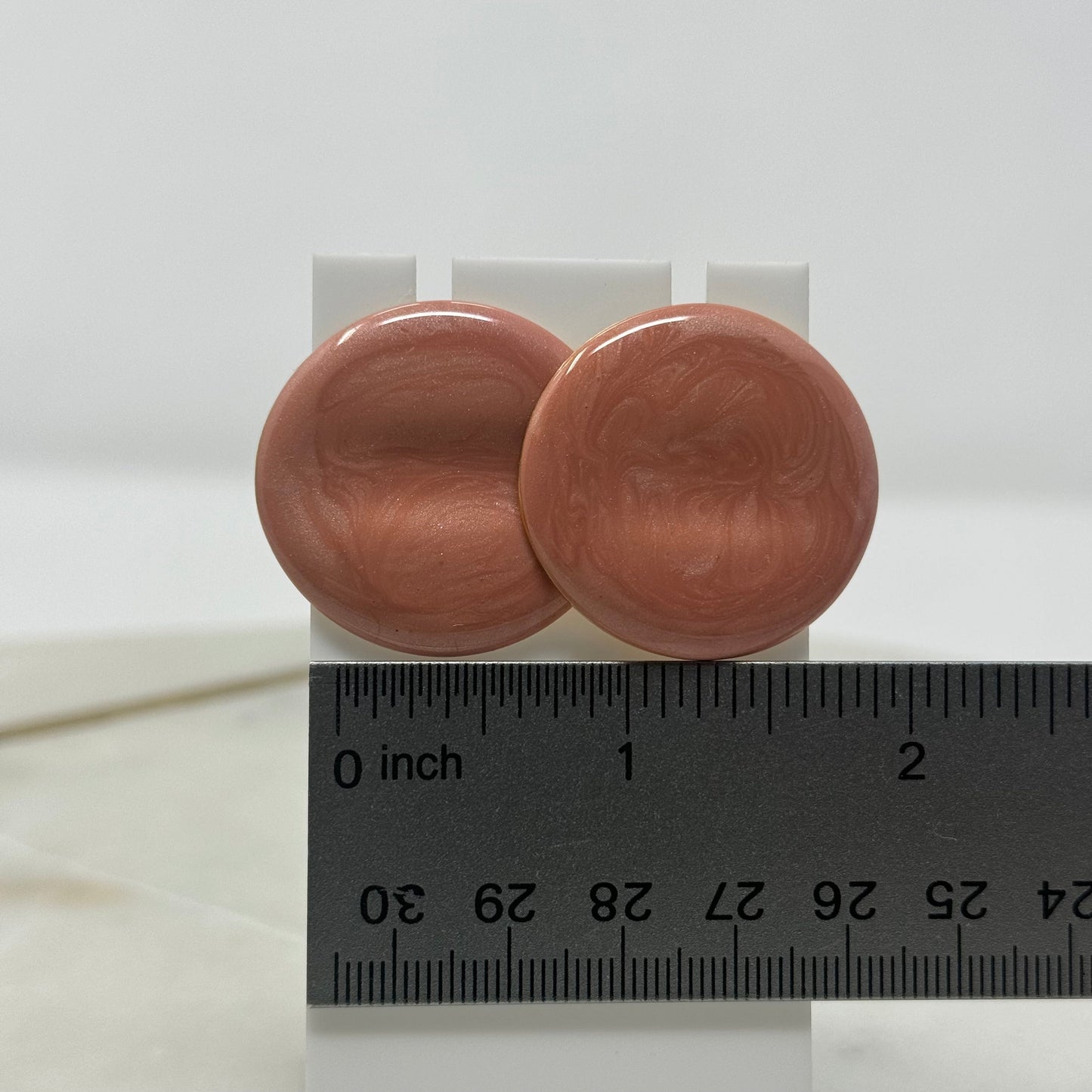 Vintage Large Round Blush Enamel Stud Earrings