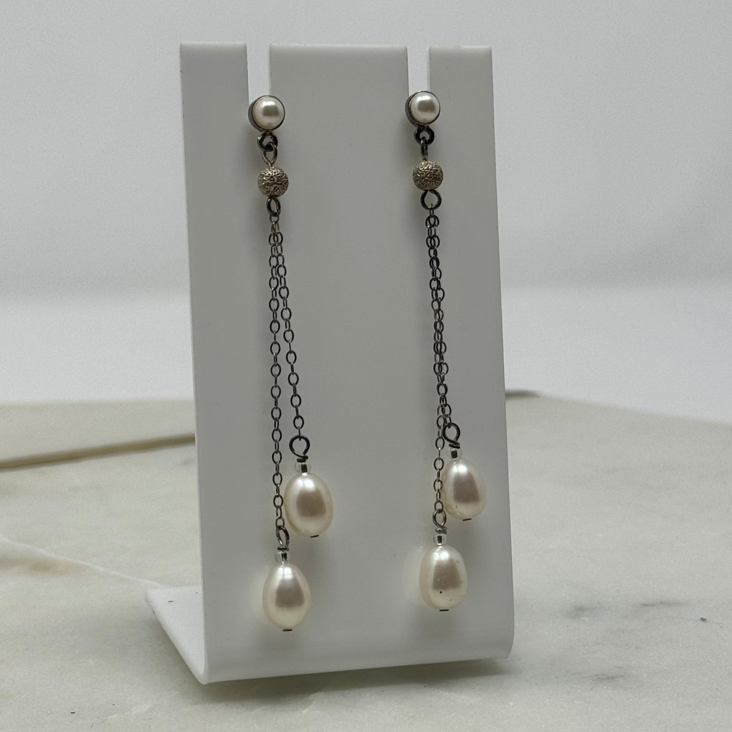 Natural Pearl Dangle Statement Earrings