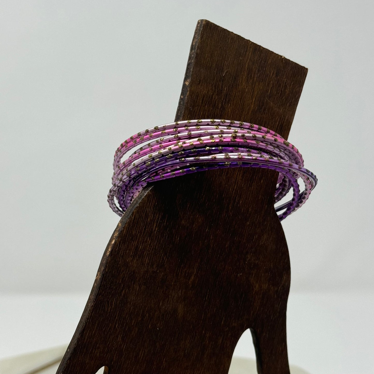 Elegant Purple & Pink Stackable Bangles 12 Trendy Glitter Fashion Jewelry Bracelet Set
