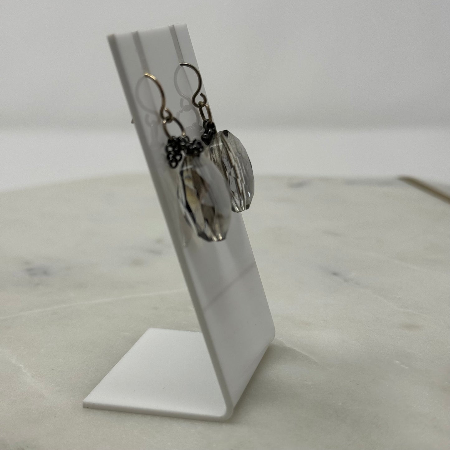 Faceted Glass Crystal Hook Dangle Earrings