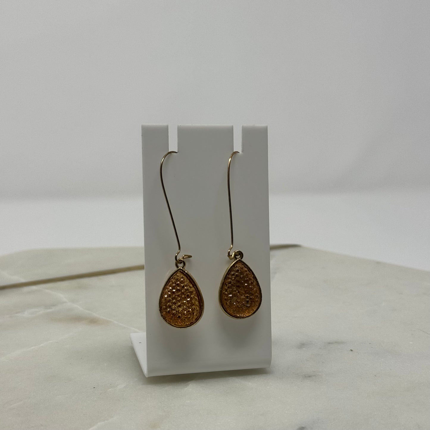 Sparkle Teardrop Dangle Statement Long Hook Earrings