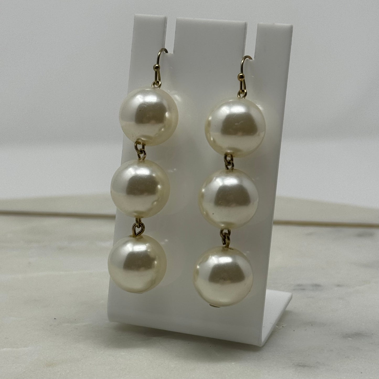 Bold Drop Pearl Dangle Statement Earrings