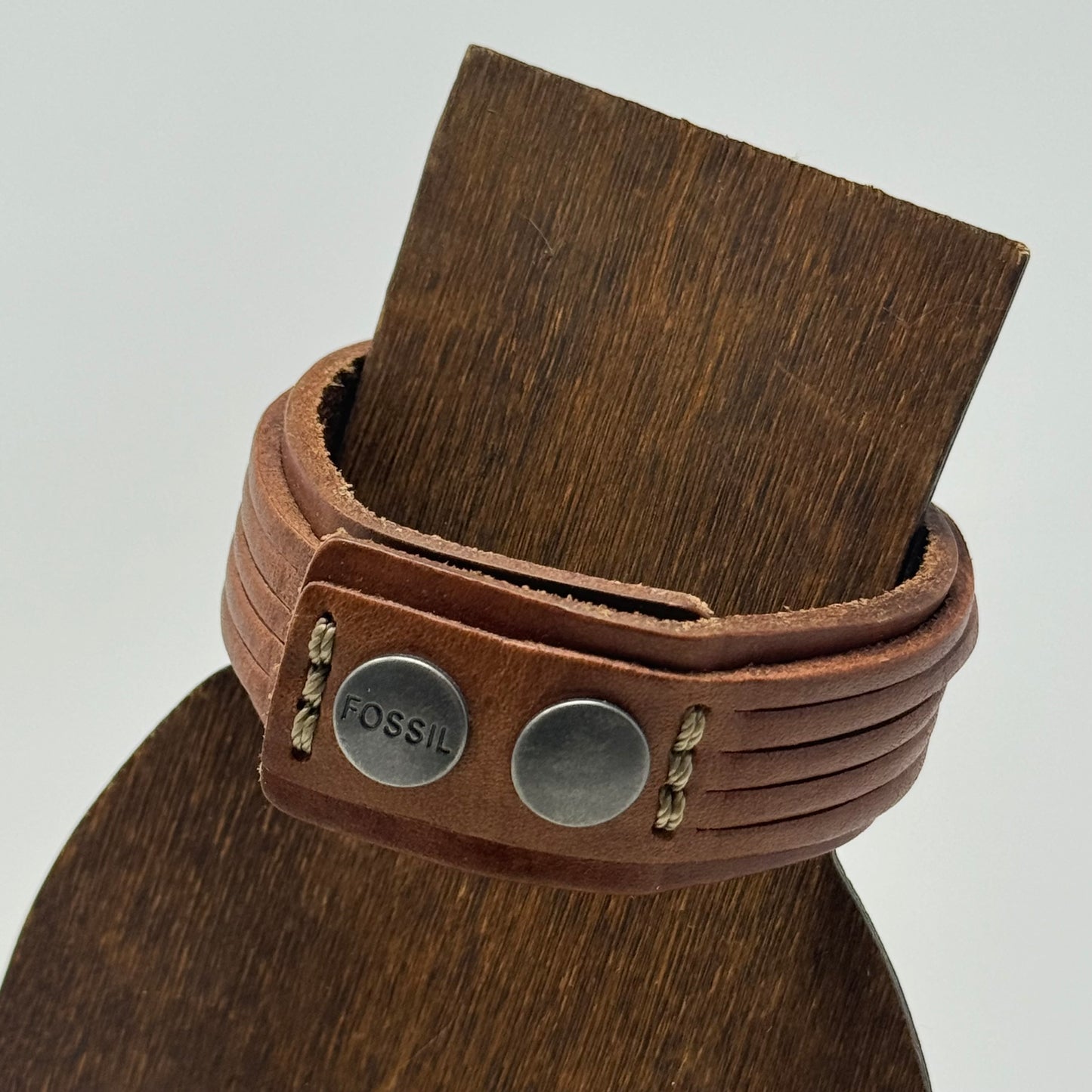 Fossil Bracelet Boho Southwest Leather Snap Cuff 7 in