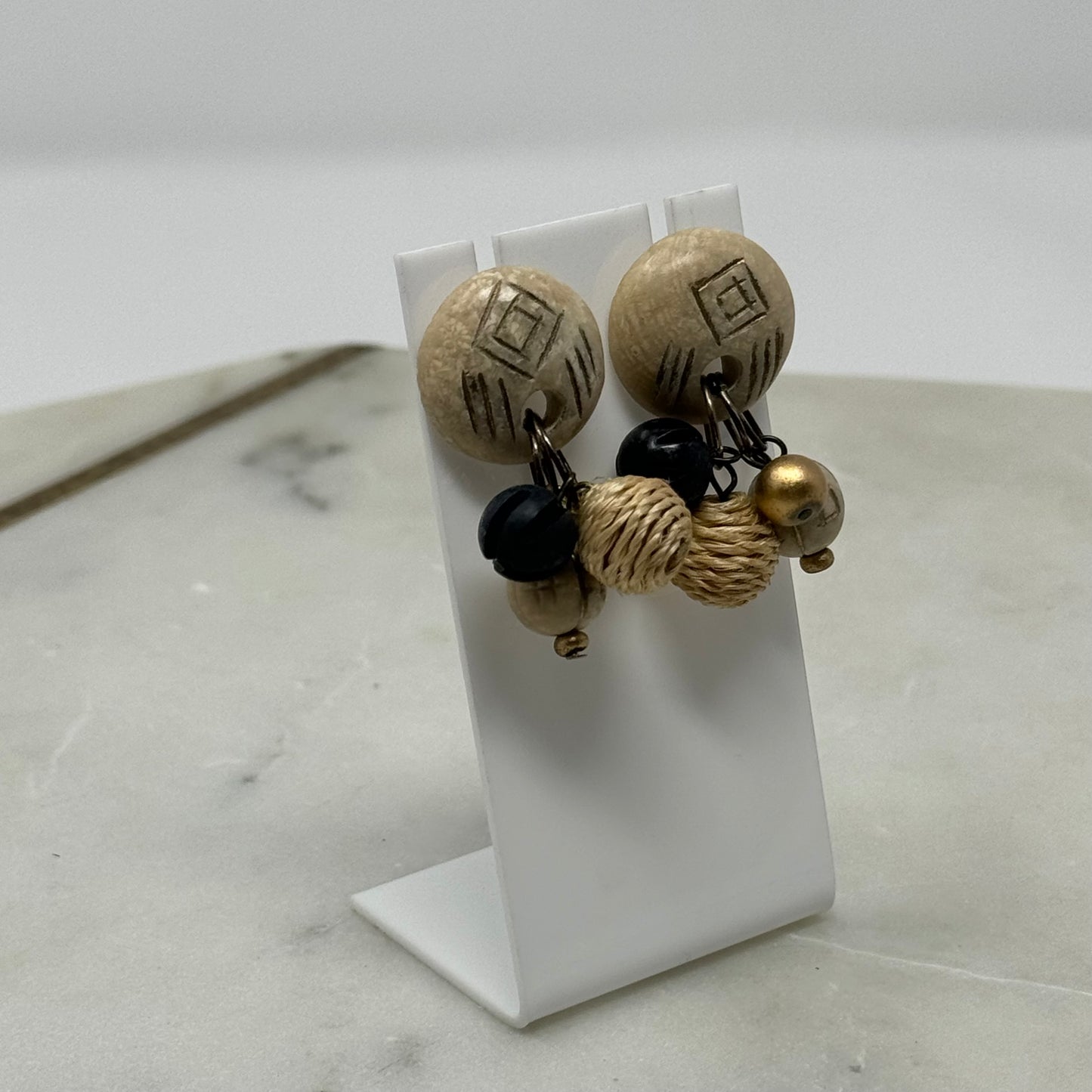 Boho Textured Neutral Dangle Post Earrings