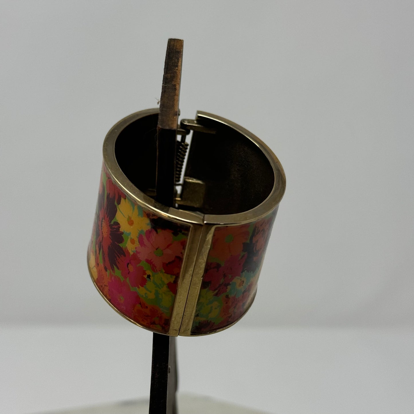Bold Floral Cuff Bracelet Retro Vibrant Colors Boho Chic Statement Jewelry