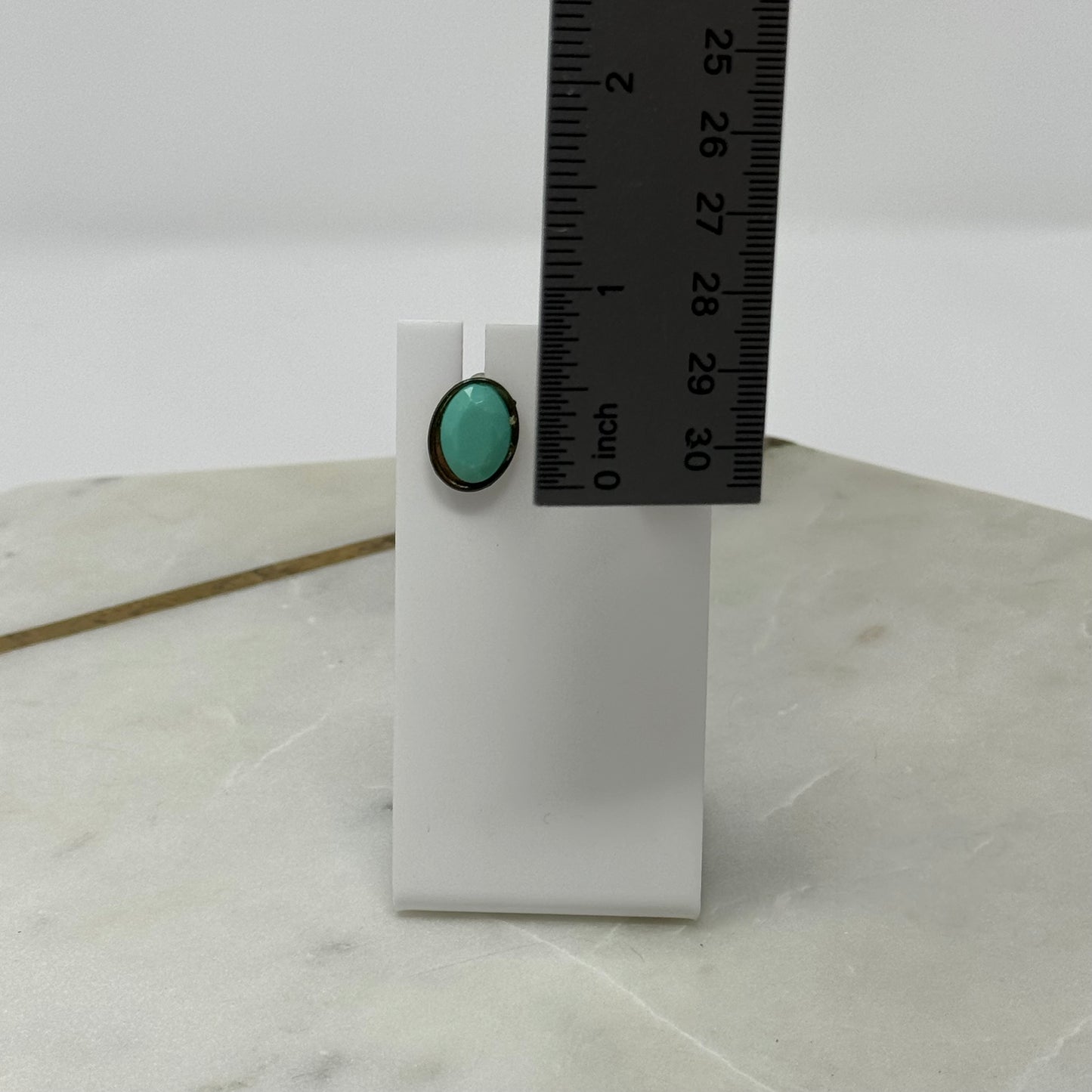 Teal Faceted Tribal Stud Earrings