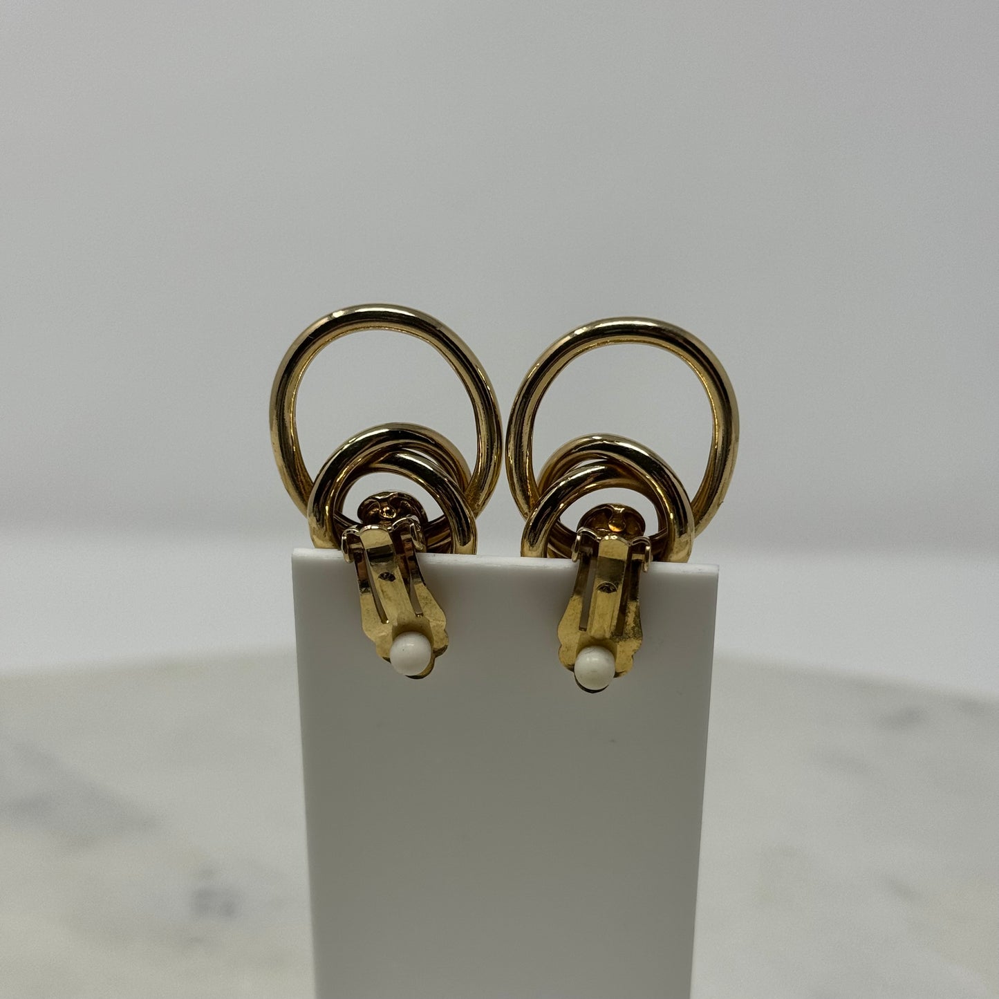 Vintage Gold Knotted Droop Clip-On Earrings