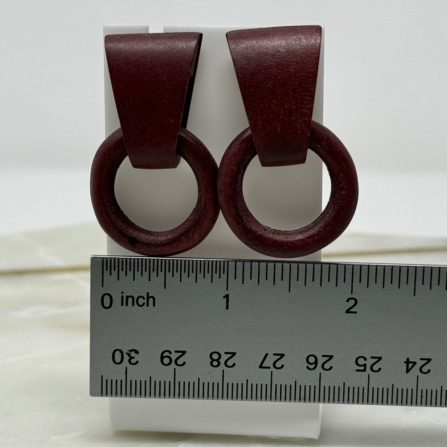Vintage Boho Maroon Dangle Wood Earrings