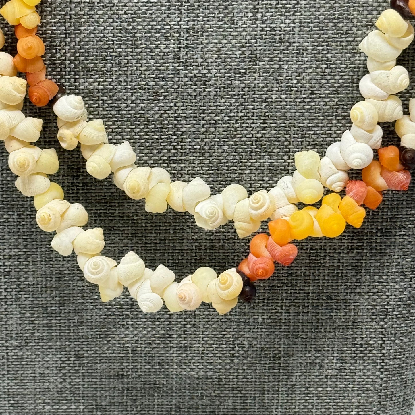 Boho Multi-Strand Shell Necklace Natural & Orange Tones Handmade Beach Statement Jewelry