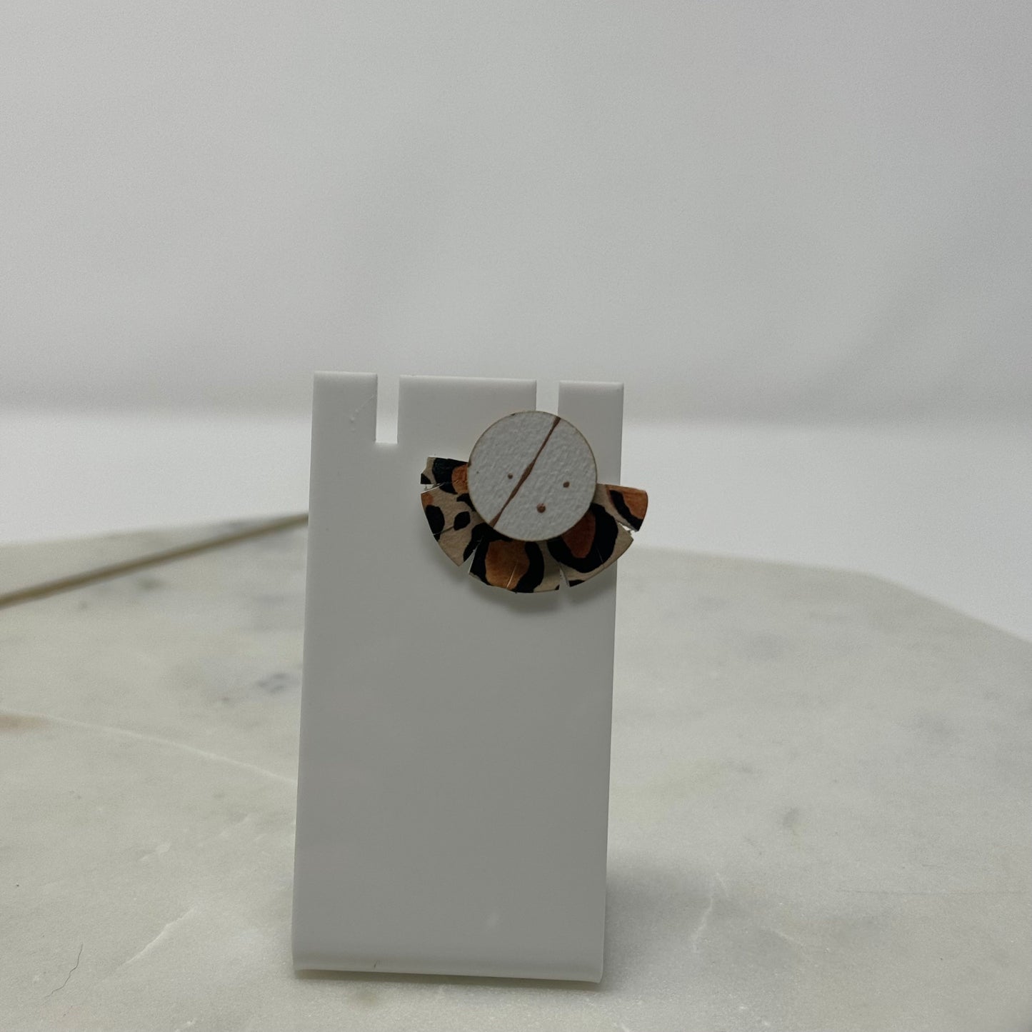 Boho Leather Animal Print Stud Earrings