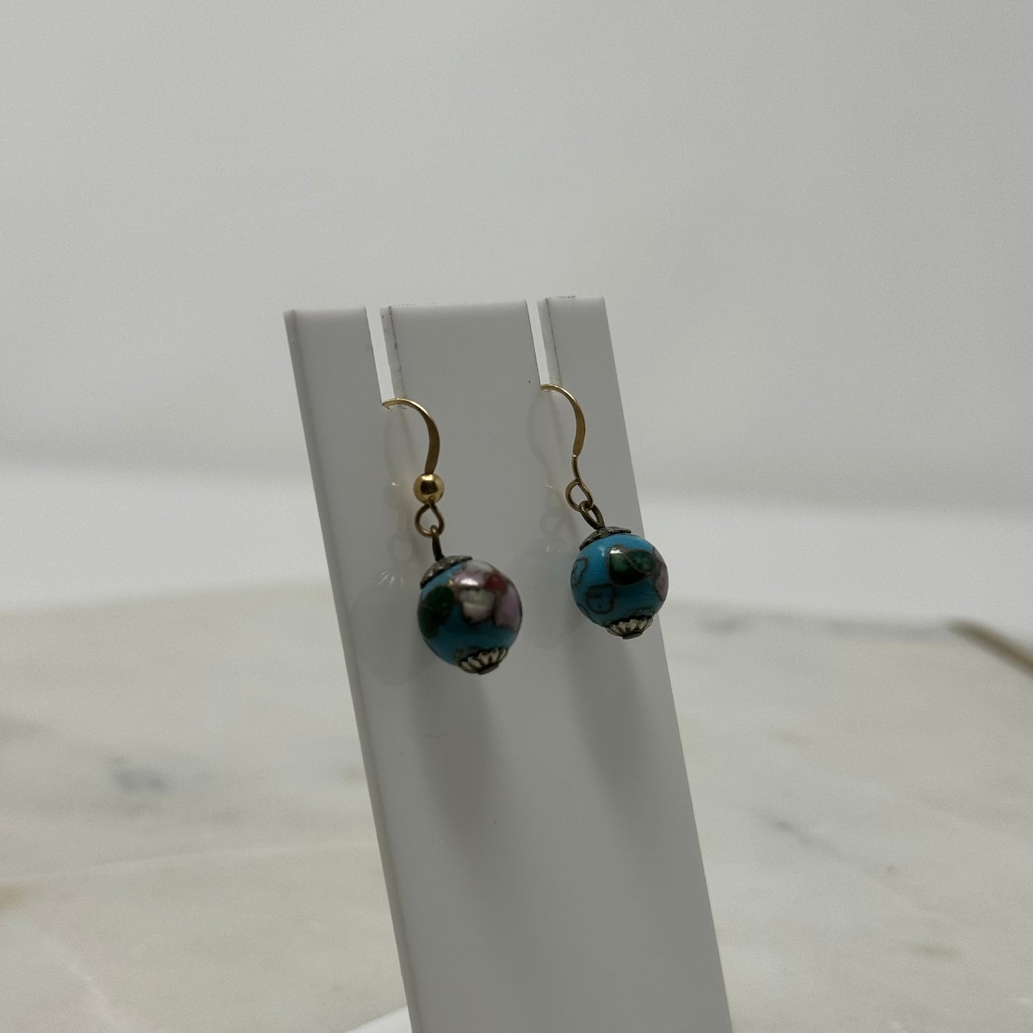 Floral Glass Beaded Dangle Hook Earrings