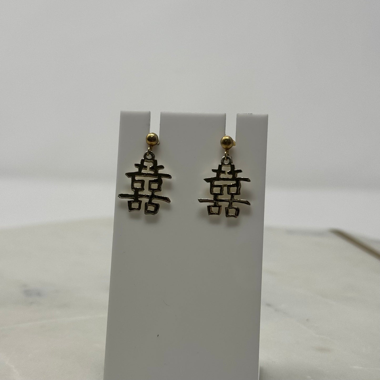 Oriental Gold Dangle Post Earrings