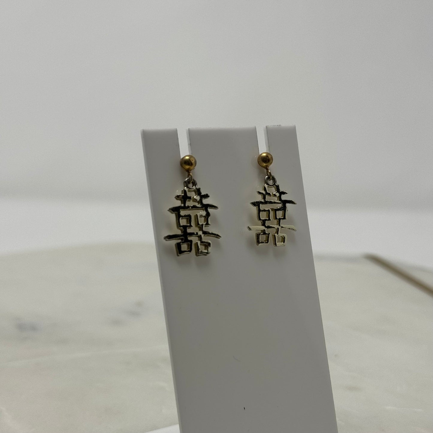 Oriental Gold Dangle Post Earrings