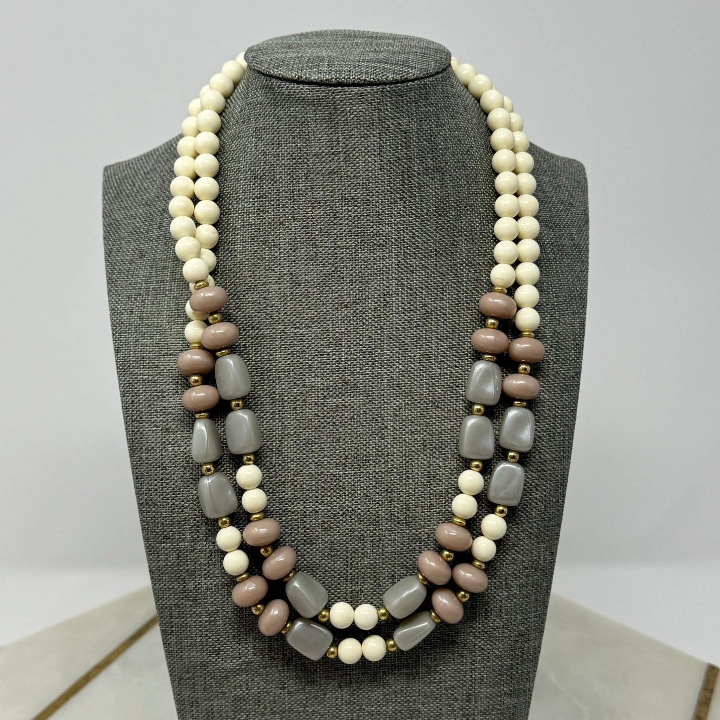 Womens Necklace Boho Statement Double Beaded Strands 18 in Costume Jewelry