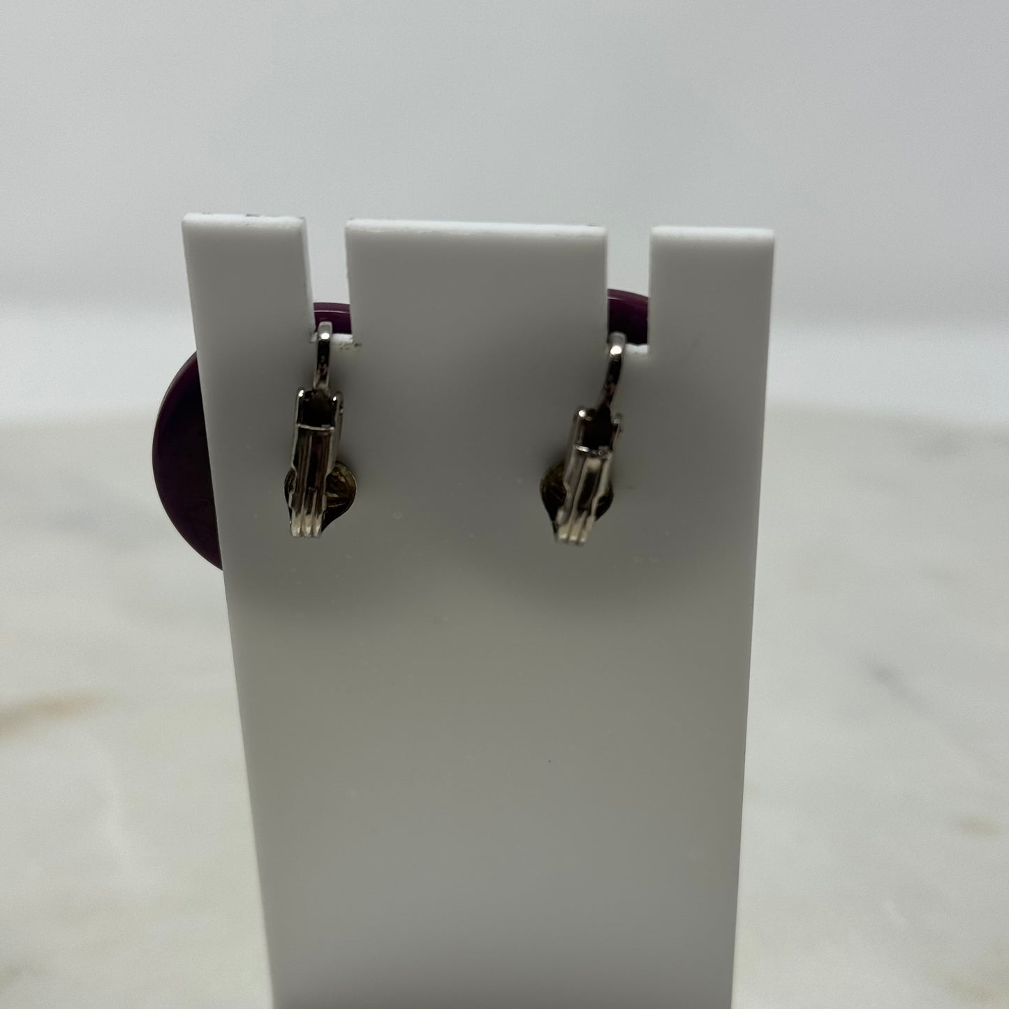 Vintage Plum Purple Round Clip-On Earrings