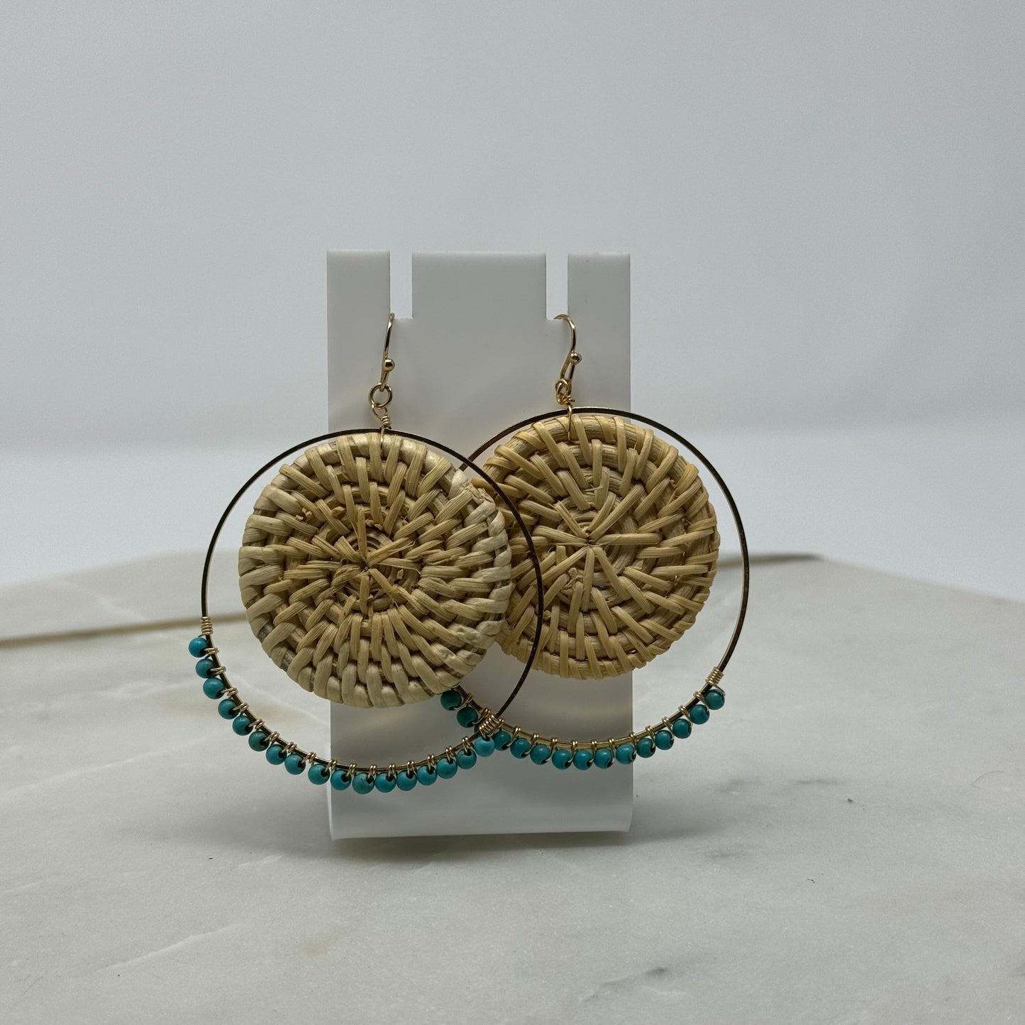 Beaded Boho Woven Dangle Statement Earrings