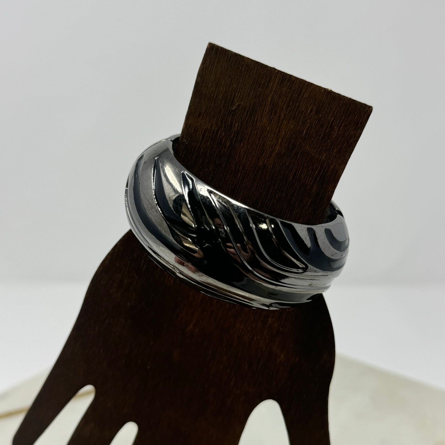 Bold Metallic Bangle Bracelet, Sleek Modern Wave Design, Statement Jewelry