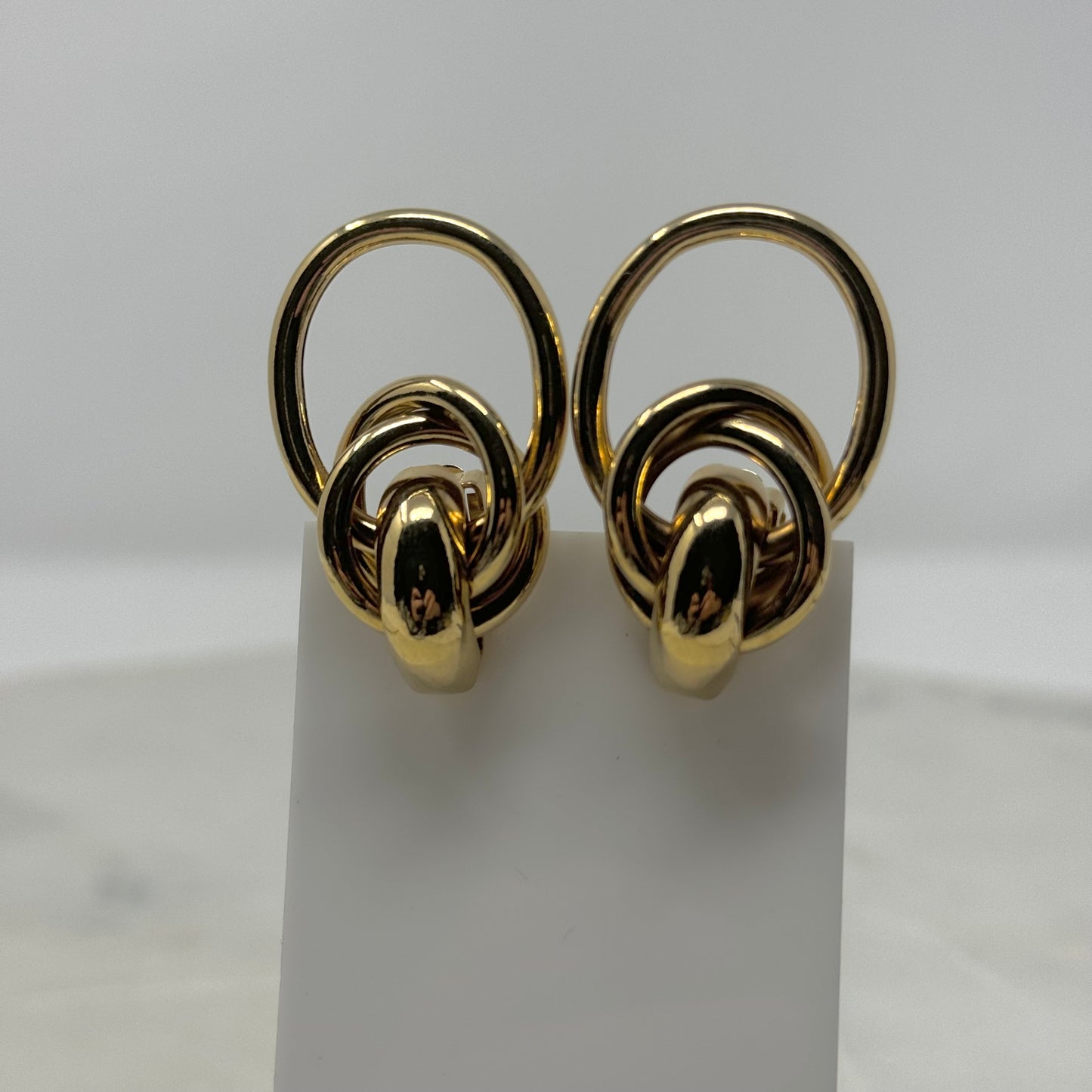 Vintage Gold Knotted Droop Clip-On Earrings