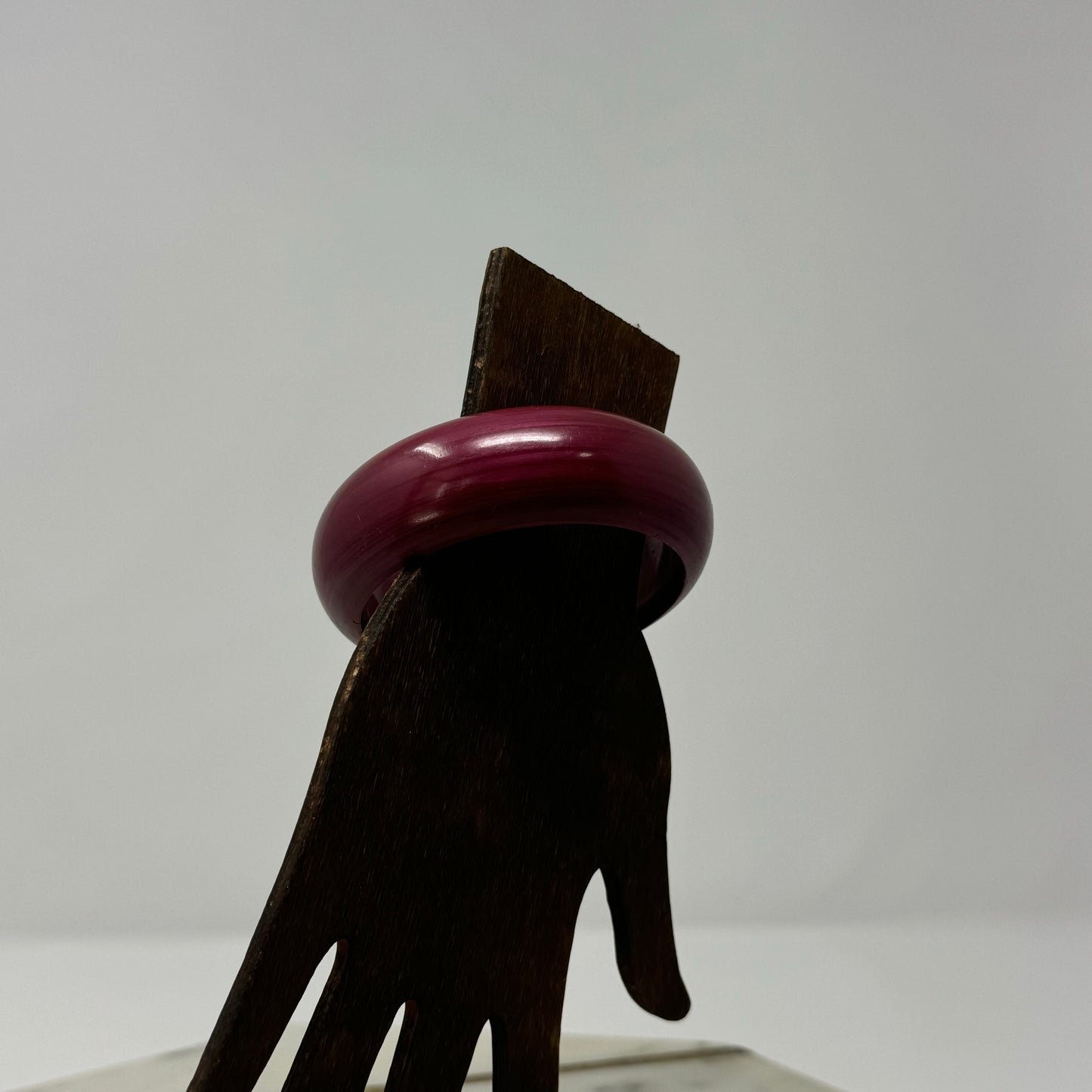 Maroon Wood Bangle Bracelet - Retro 80s Bold Statement Jewelry, Fashion Accessory