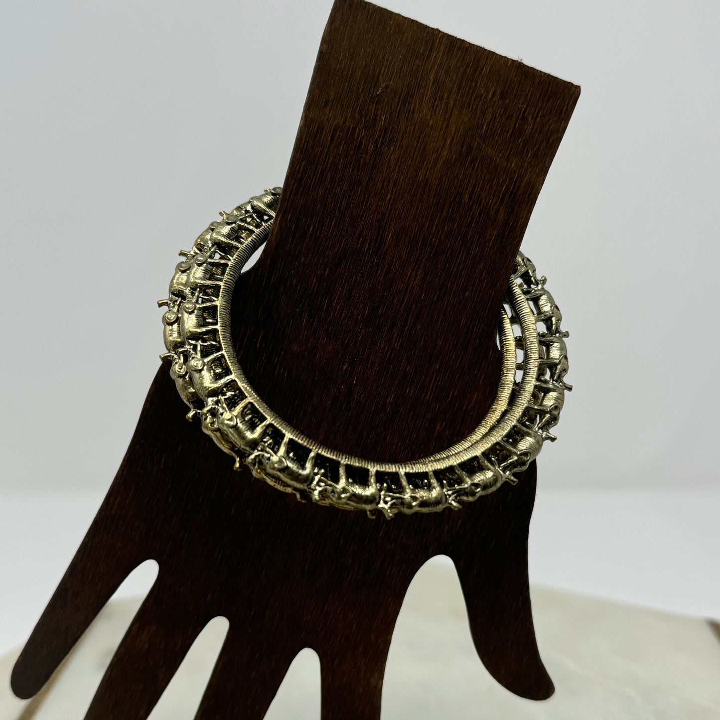 Intricate Brass Bangle Bracelet Set Boho Chic Statement Tribal Jewelry