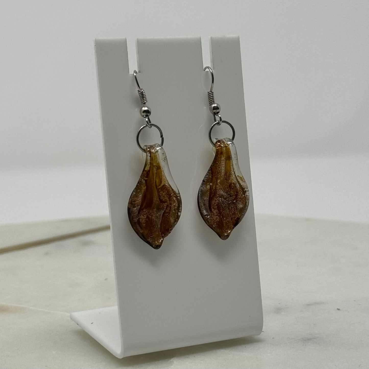 Gold Glass Dangle Statement Earrings