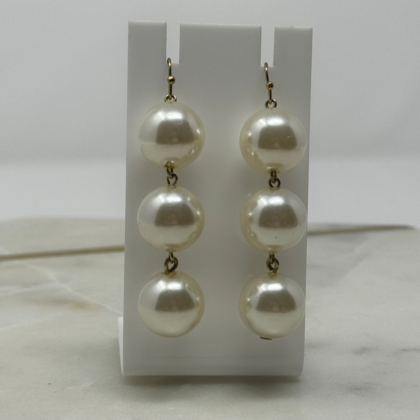 Bold Drop Pearl Dangle Statement Earrings
