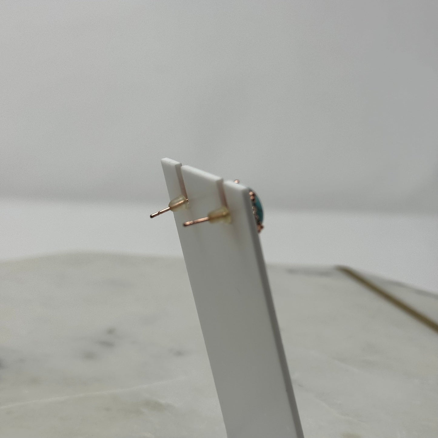 New Boho Turquoise & Rose Gold Stud Earrings