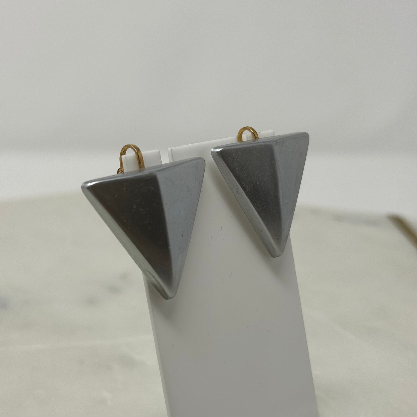 Vintage 90's Silver Triangle Clip-On Earrings