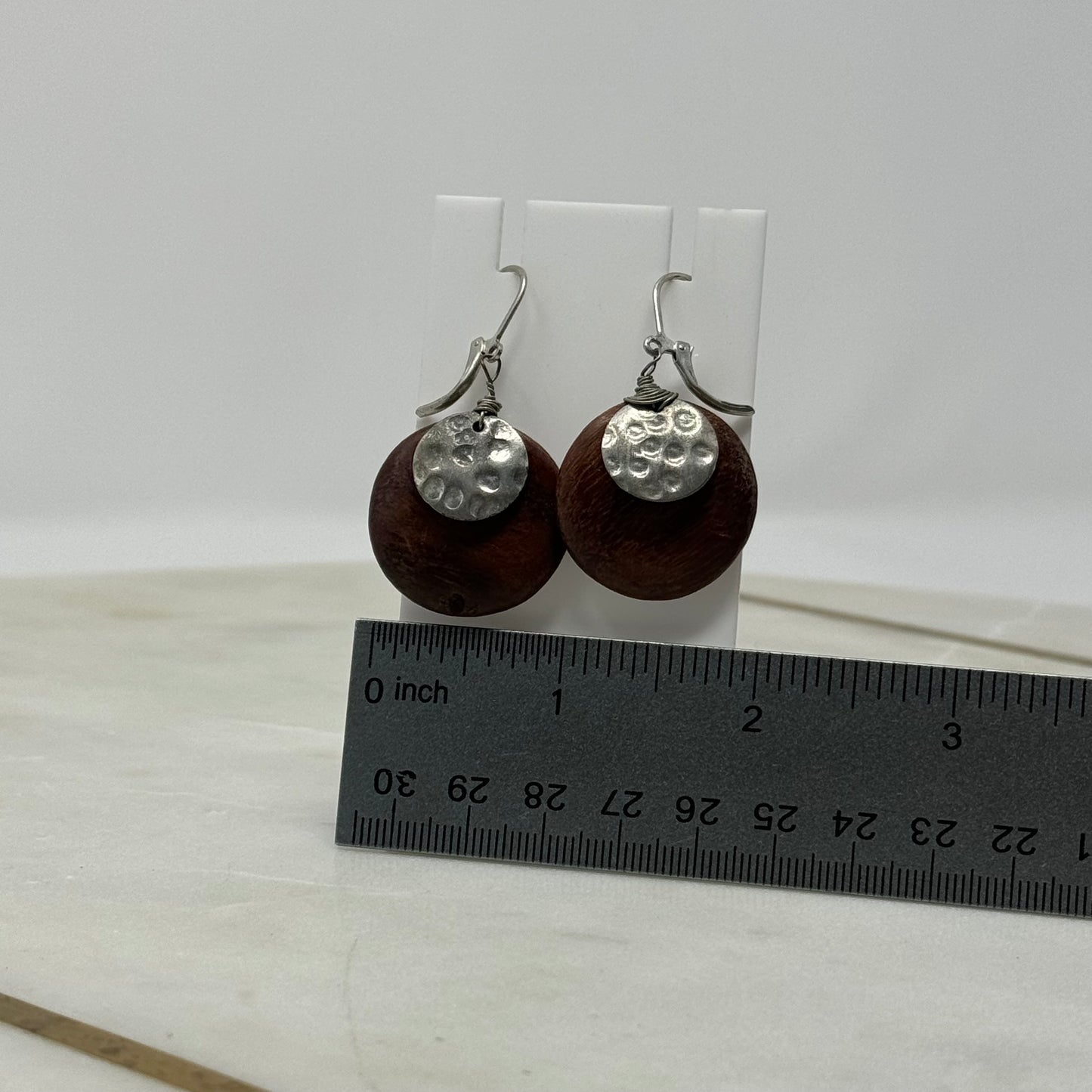Boho Wood Dangle Leverback Earrings