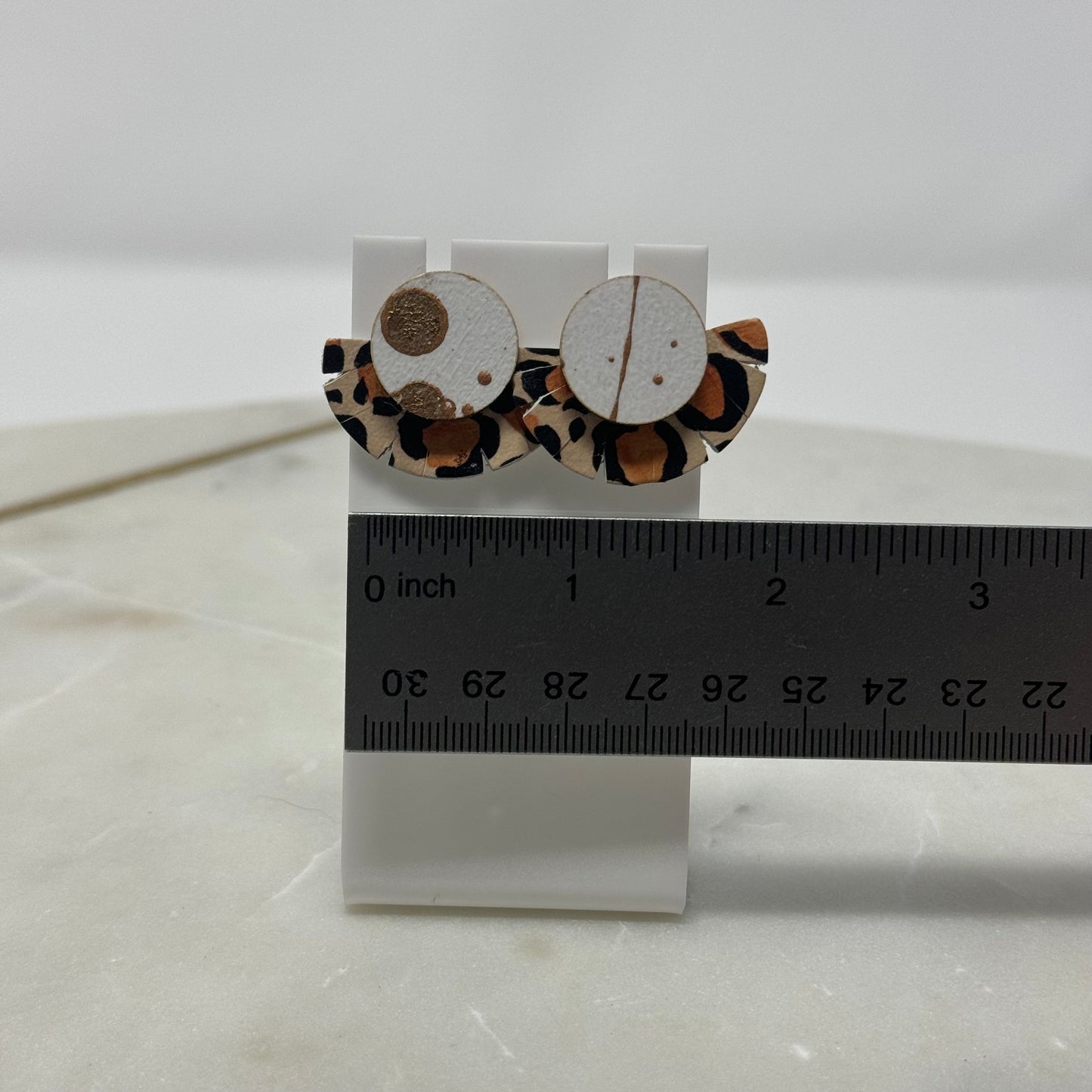 Boho Leather Animal Print Stud Earrings